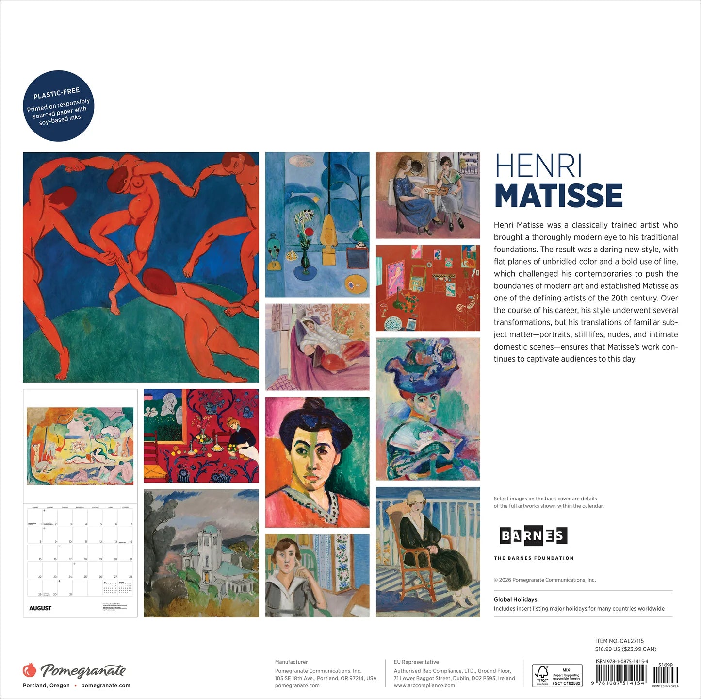 POM Henri Matisse 2027 Wall Calendar
