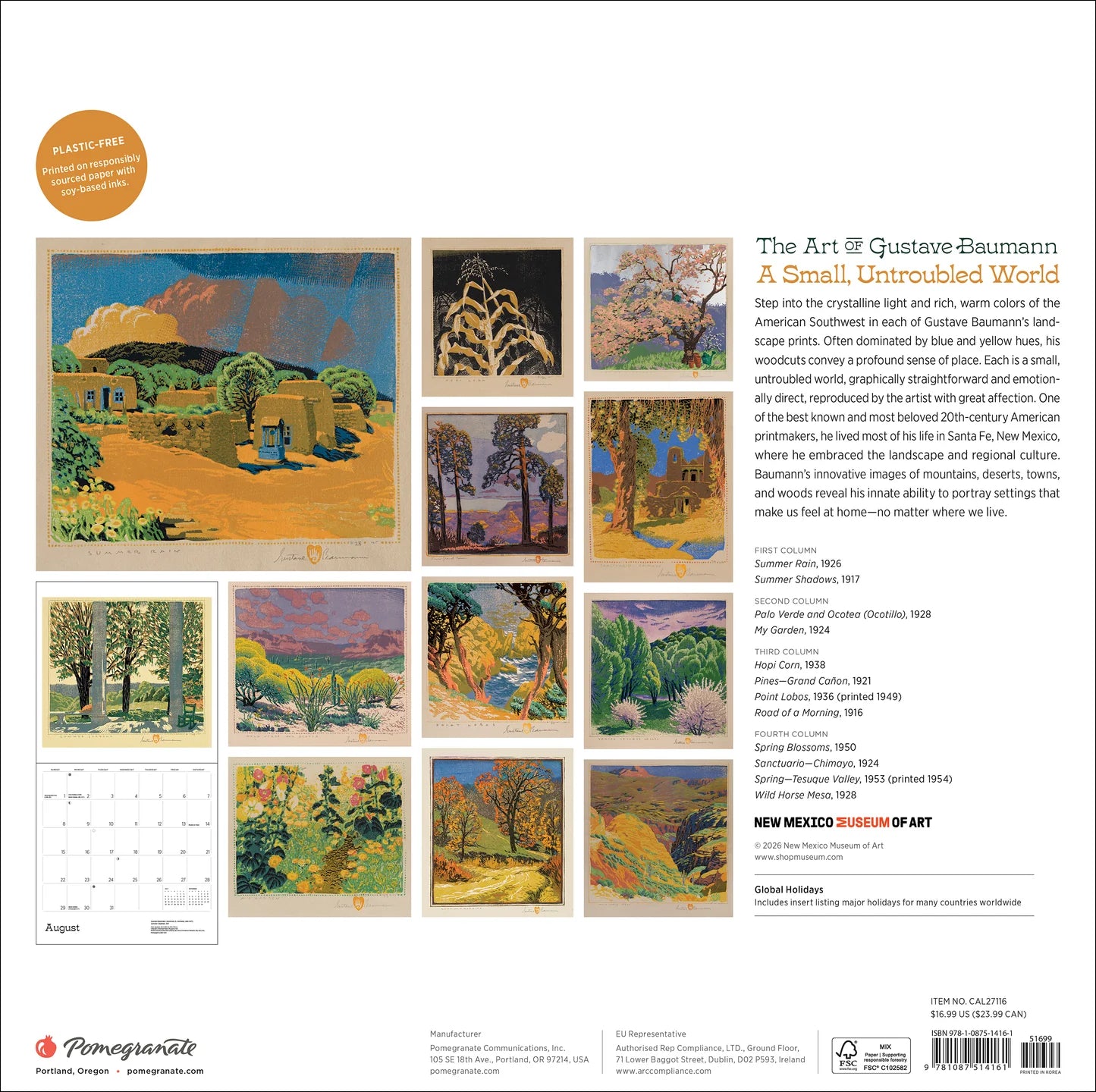 POM A Small, Untroubled World: The Art of Gustave Baumann 2027 Wall Calendar