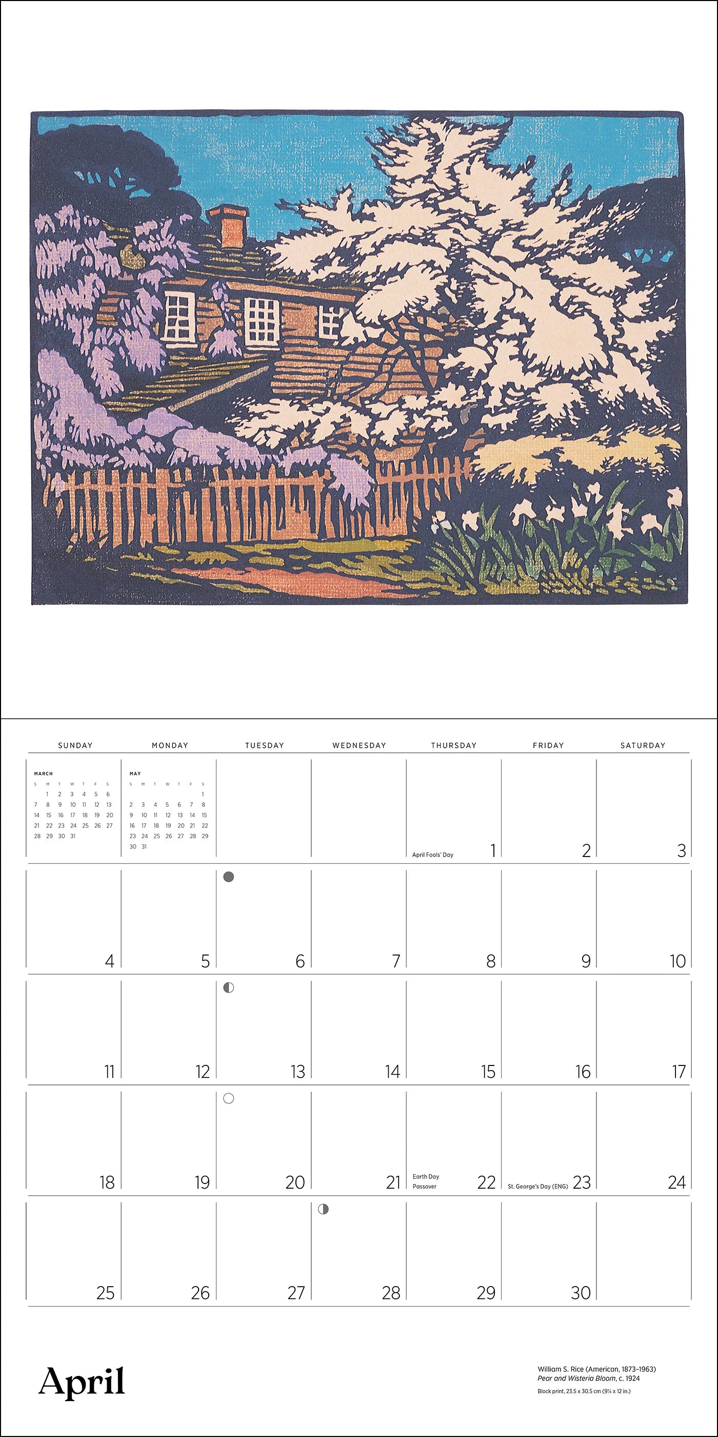 POM Arts & Crafts Block Prints by William S. Rice 2027 Wall Calendar