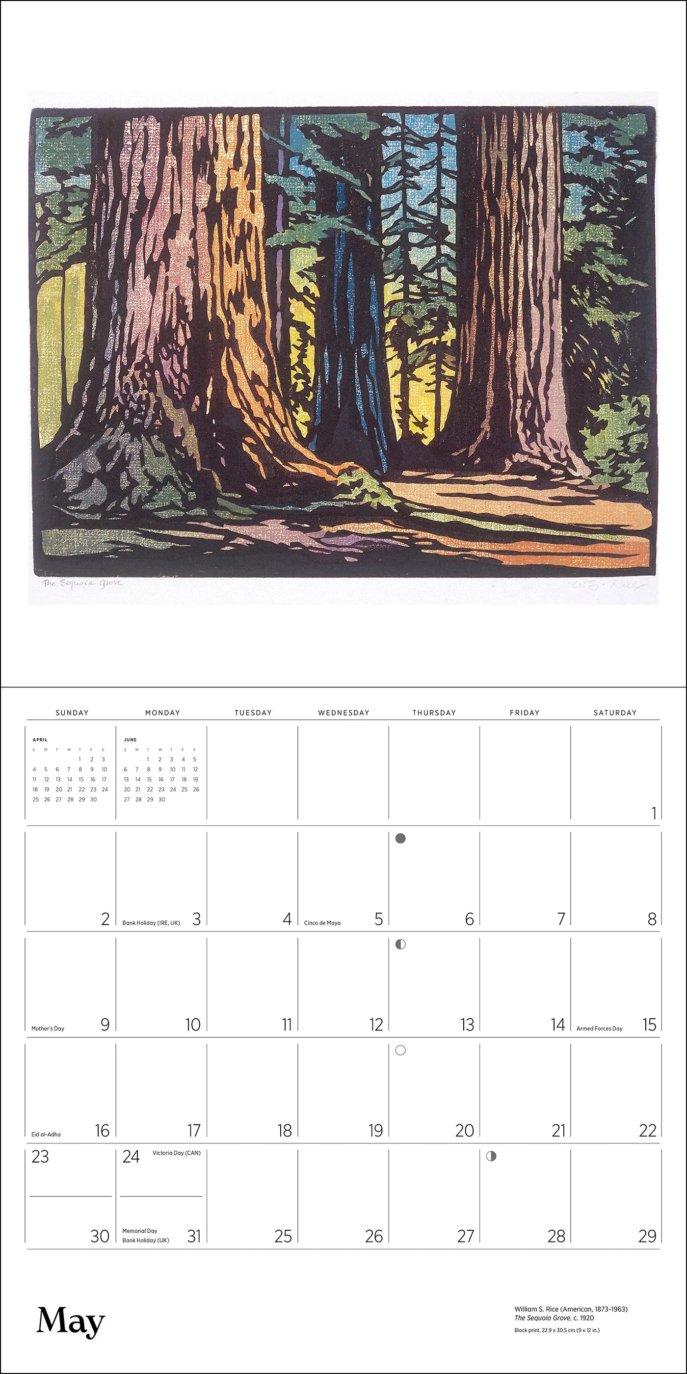 POM Arts & Crafts Block Prints by William S. Rice 2027 Wall Calendar