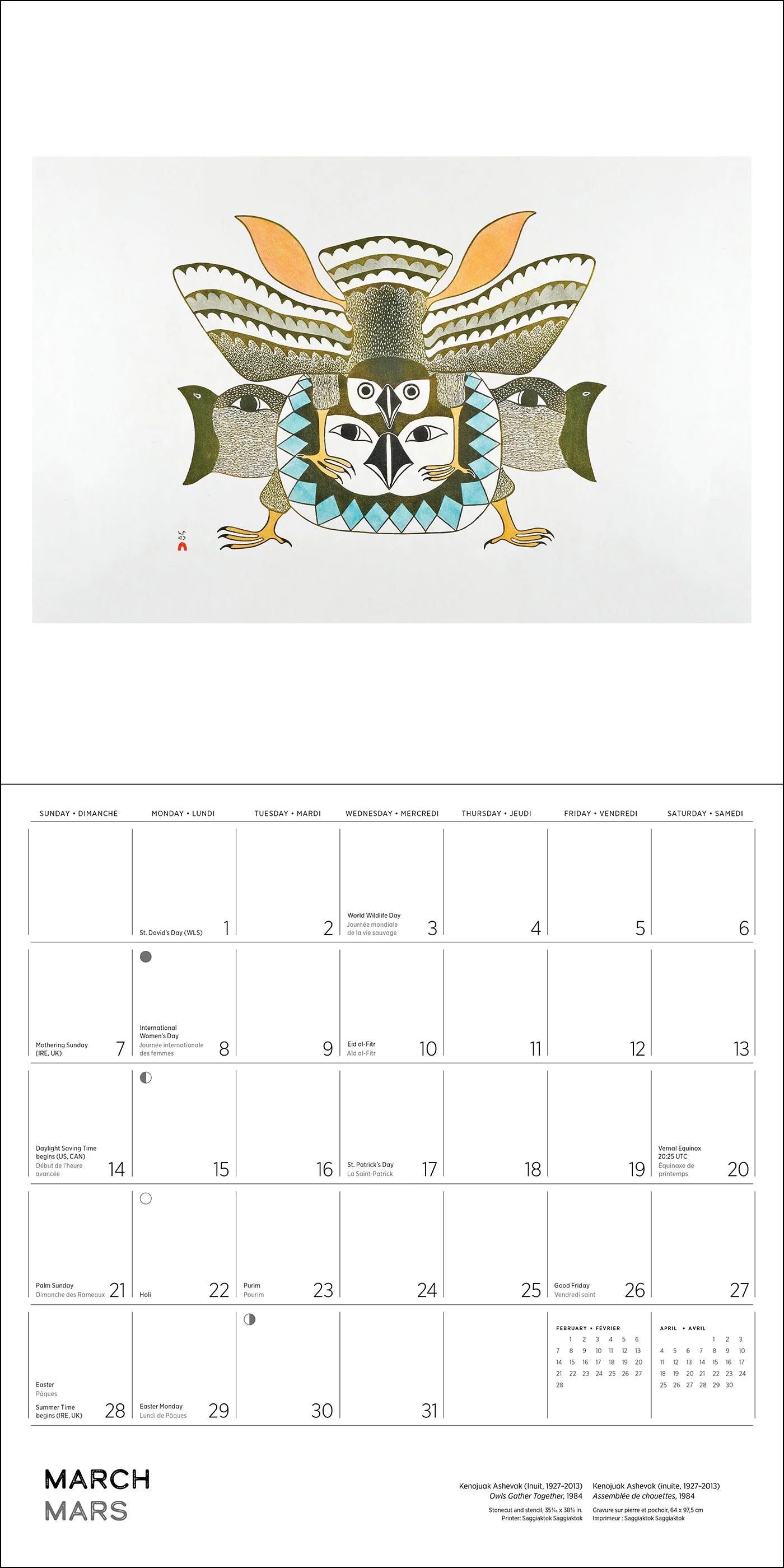 POM Kenojuak Ashevak 2027 Wall Calendar
