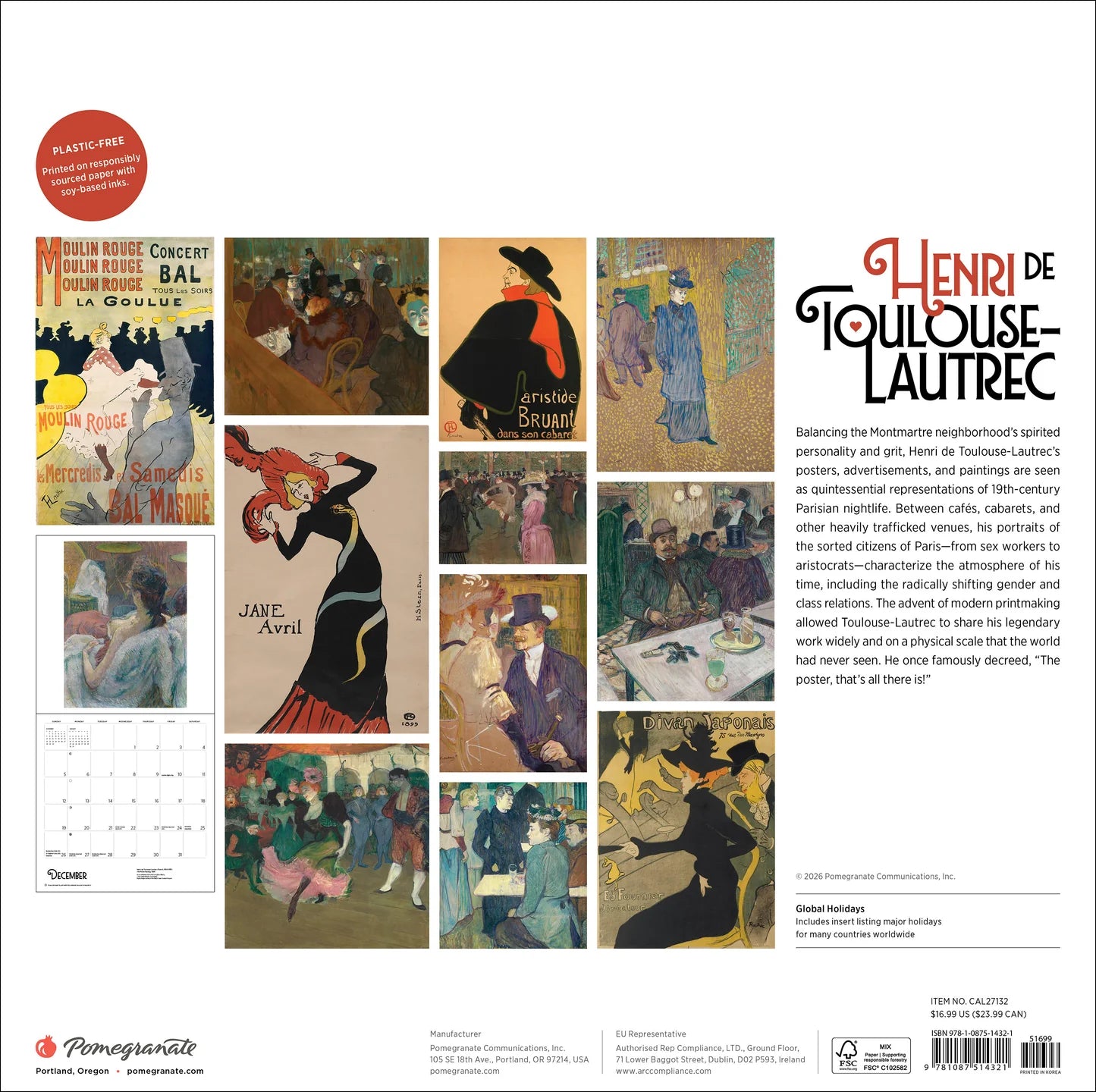 POM Henri de Toulouse-Lautrec 2027 Wall Calendar