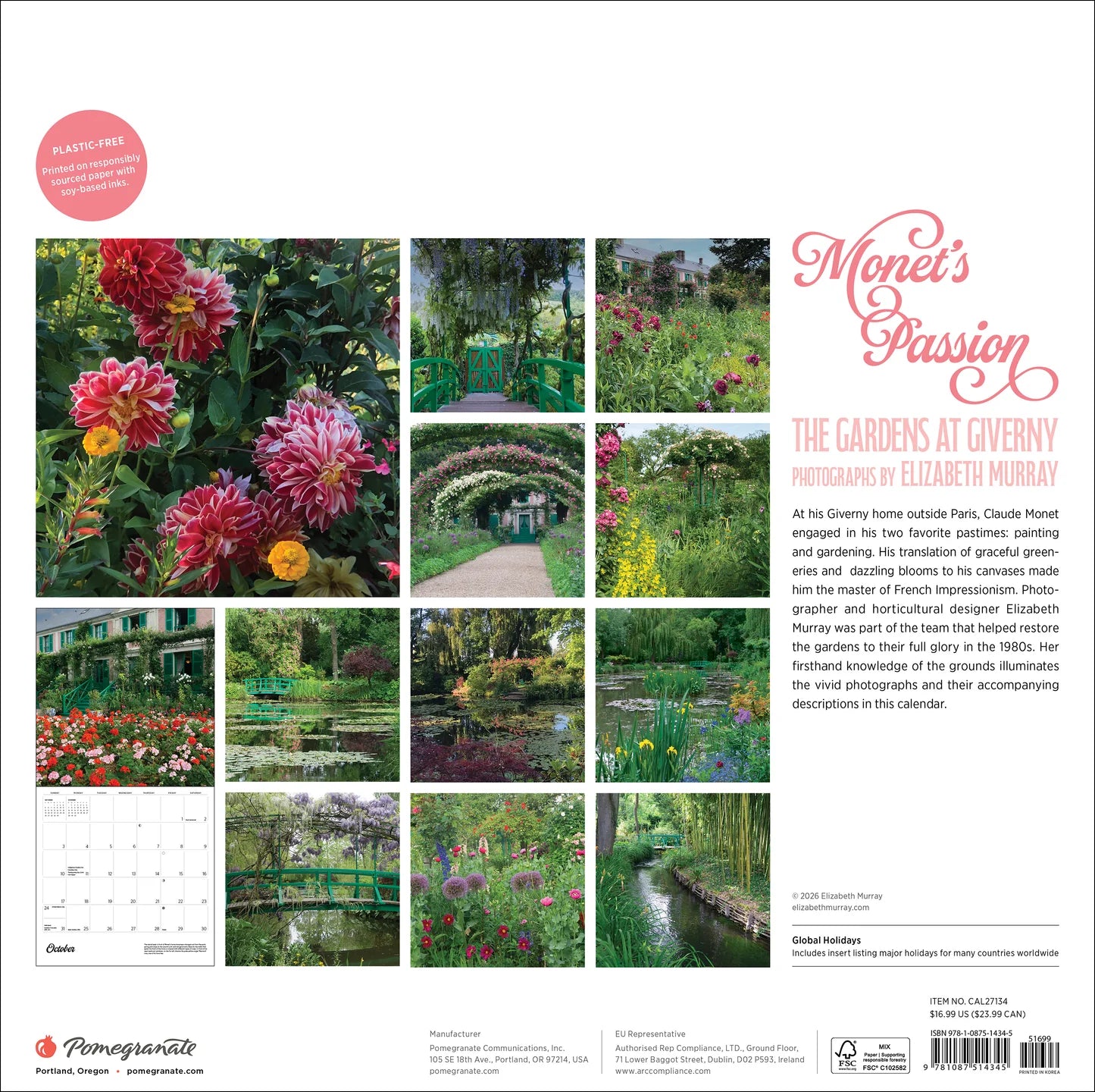 POM Monet's Passion: The Gardens at Giverny 2027 Wall Calendar