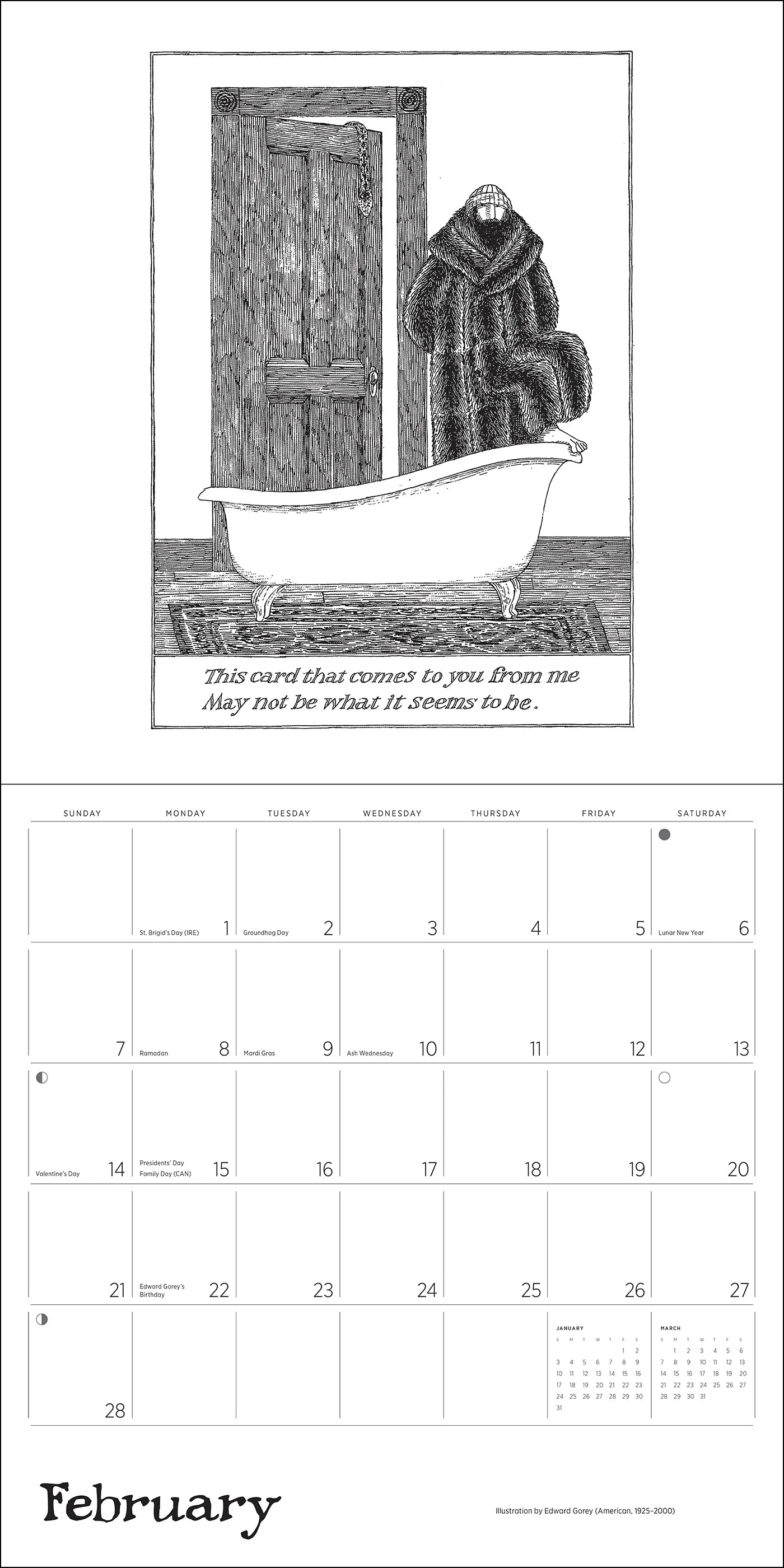 POM Edward Gorey 2027 Wall Calendar