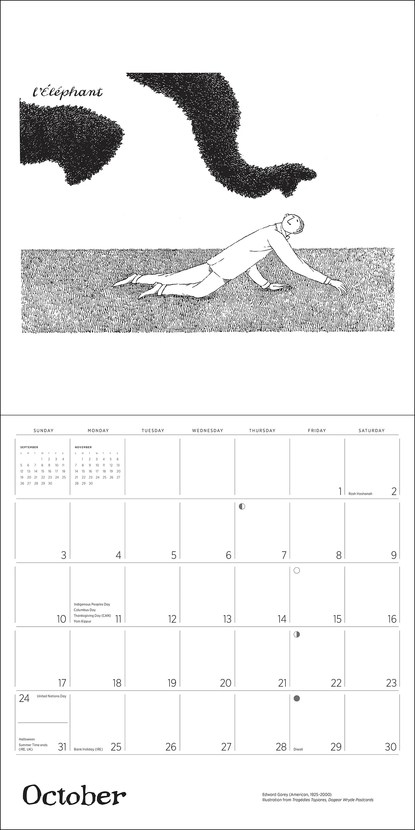POM Edward Gorey 2027 Wall Calendar