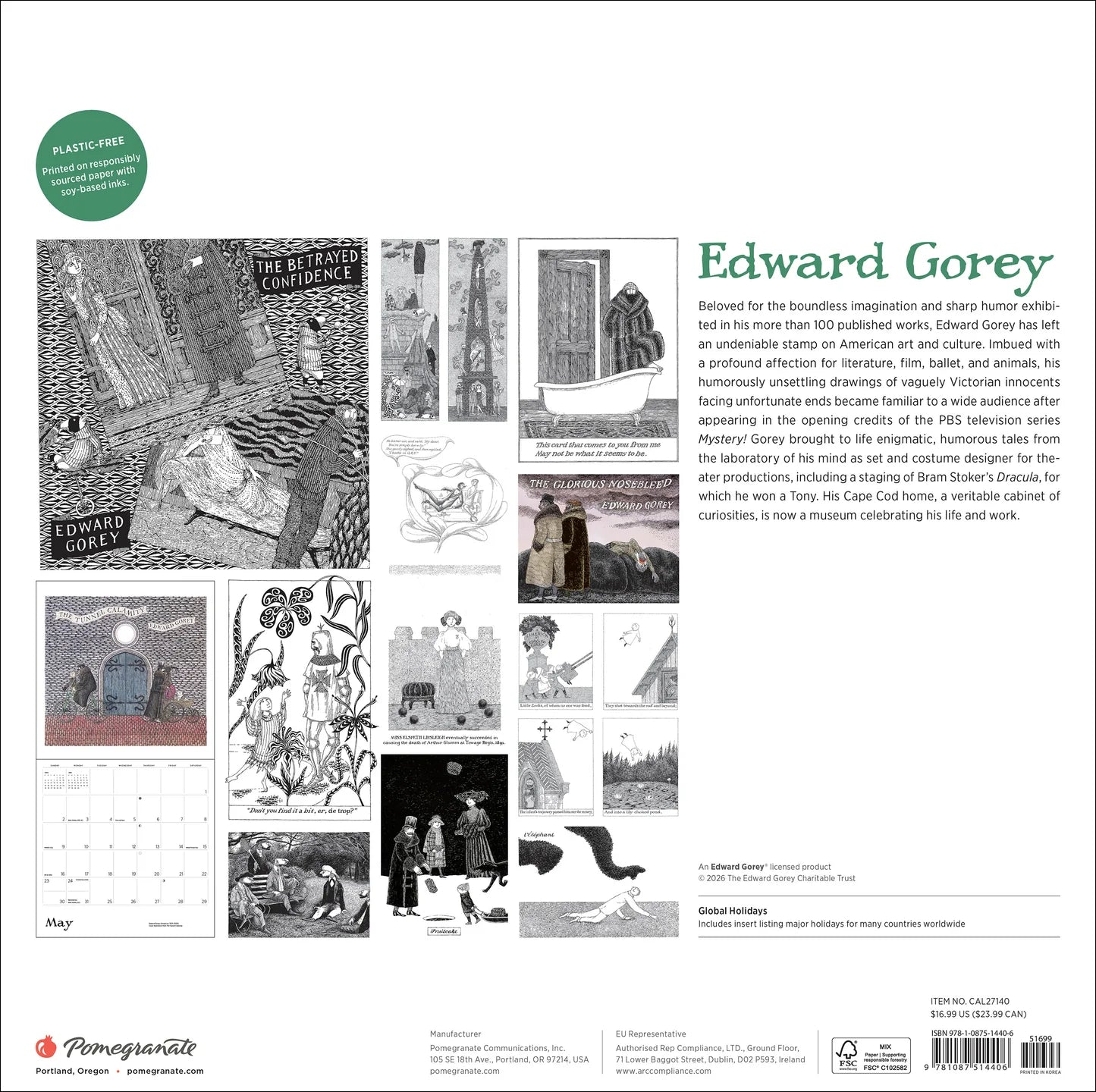POM Edward Gorey 2027 Wall Calendar