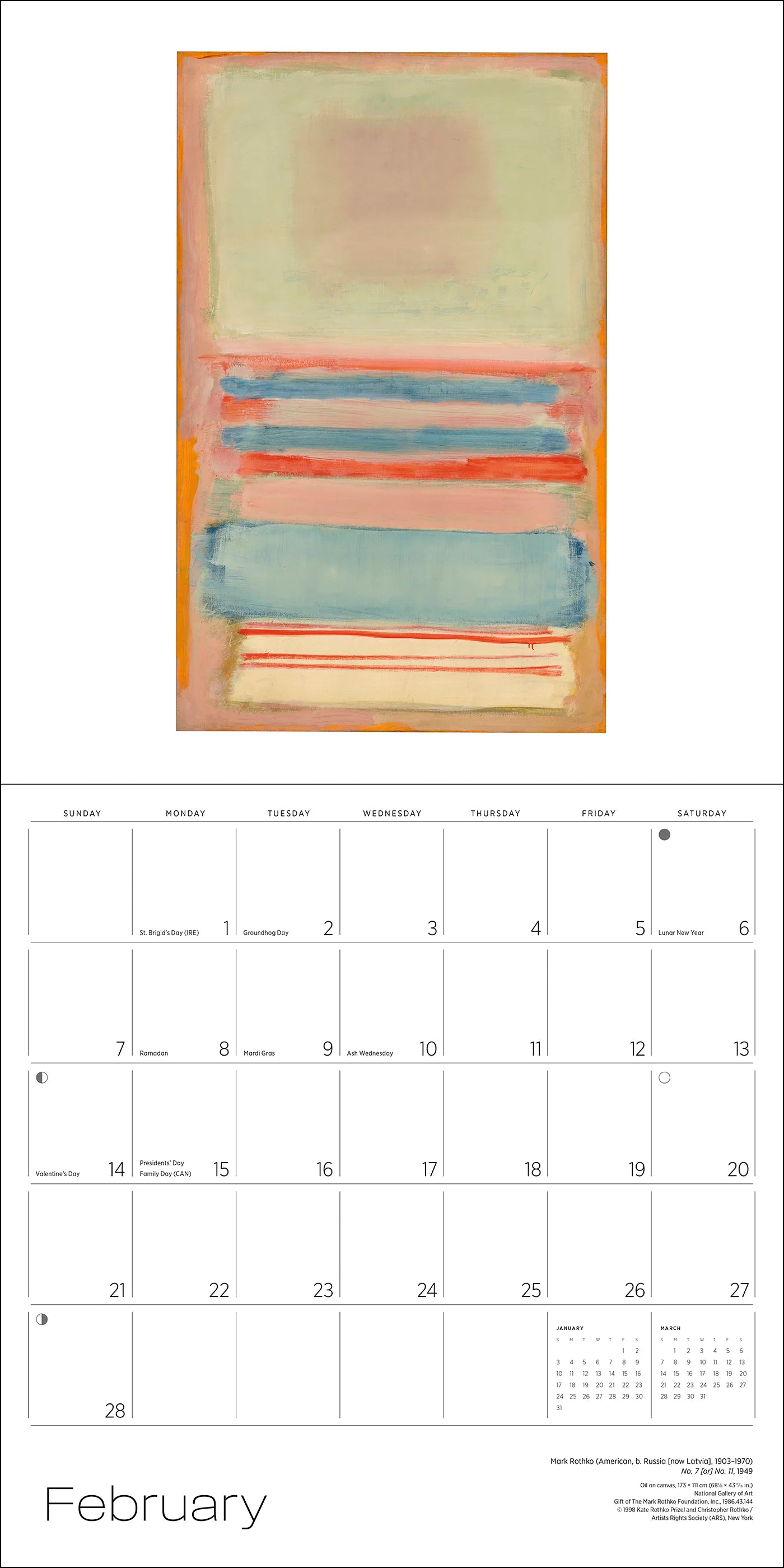 POM Rothko 2027 Wall Calendar