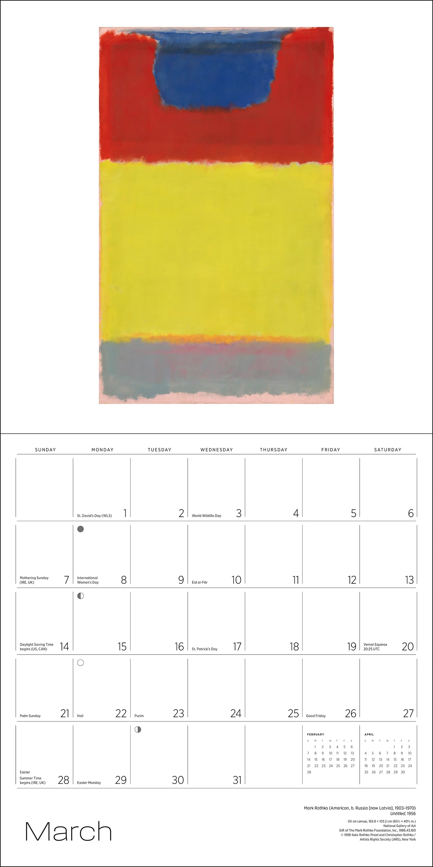 POM Rothko 2027 Wall Calendar