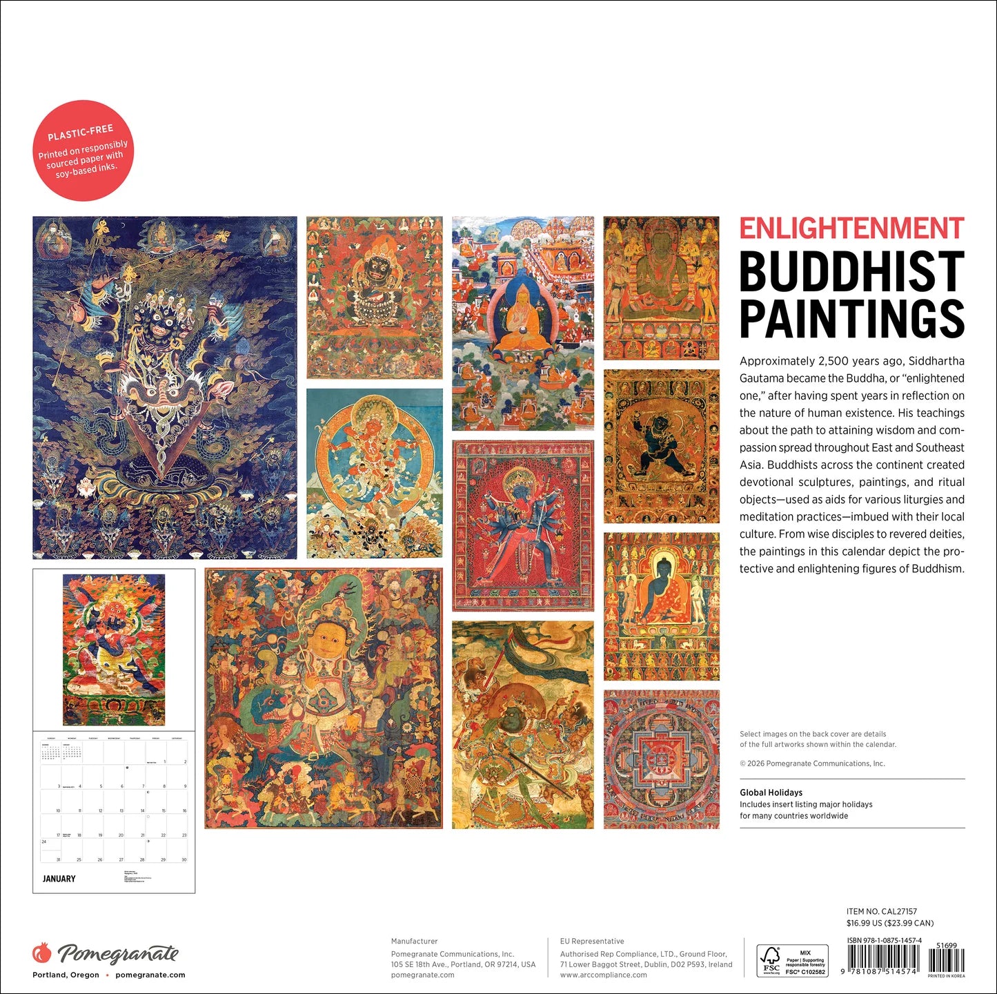 POM Enlightenment: Buddhist Paintings 2027 Wall Calendar