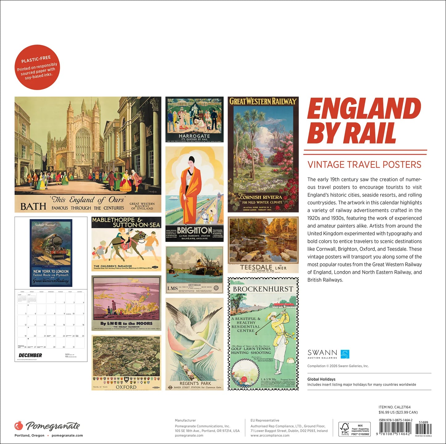 POM England by Rail: Vintage Travel Posters 2027 Wall Calendar