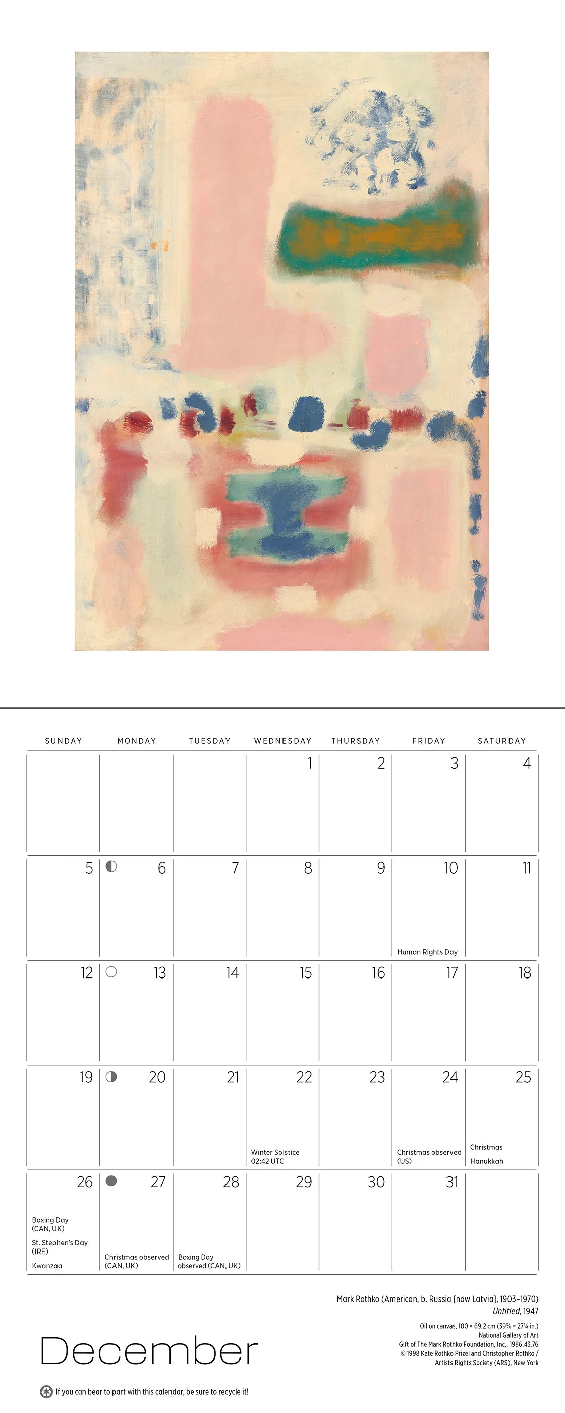 POM Rothko 2027 Mini Wall Calendar