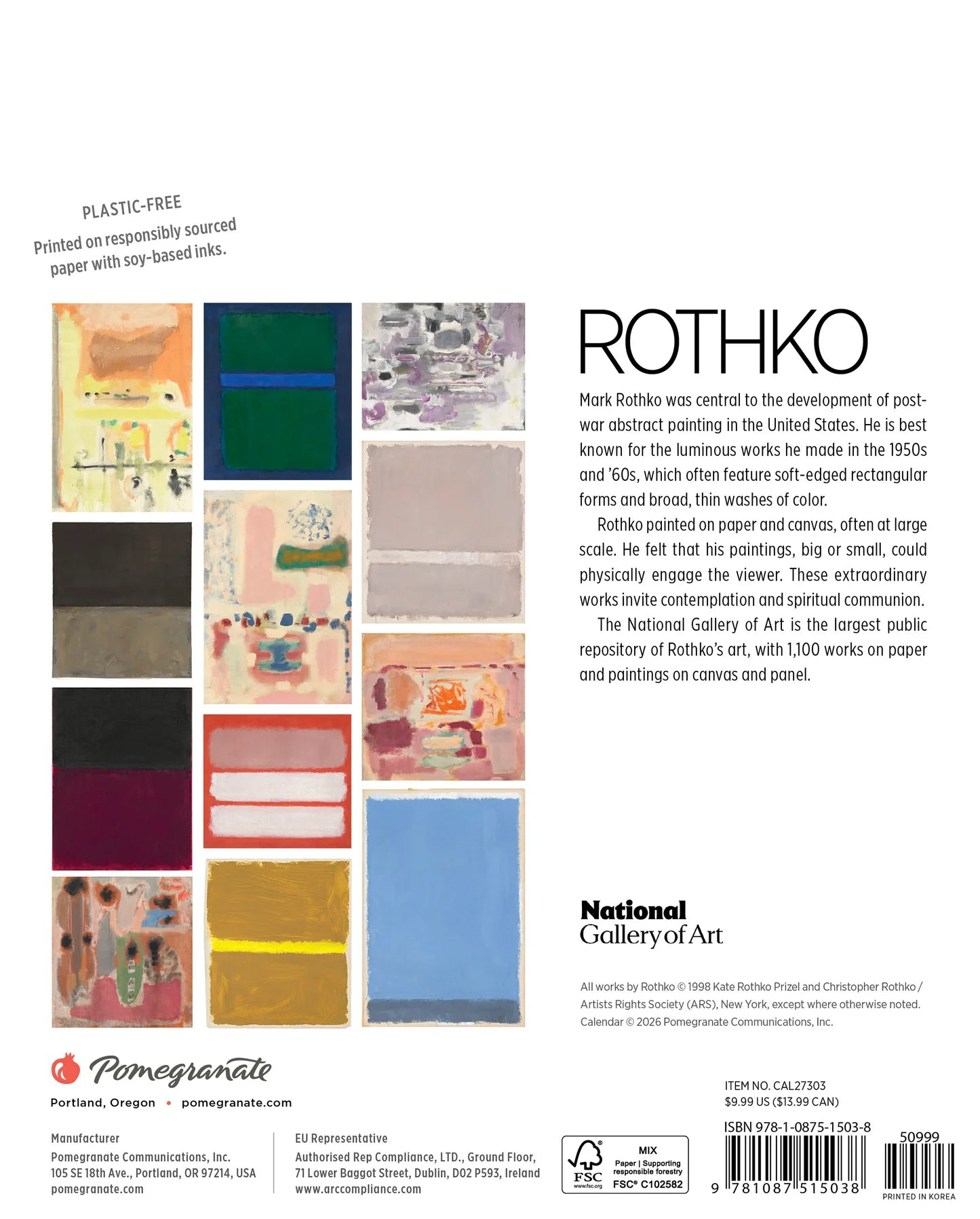 POM Rothko 2027 Mini Wall Calendar