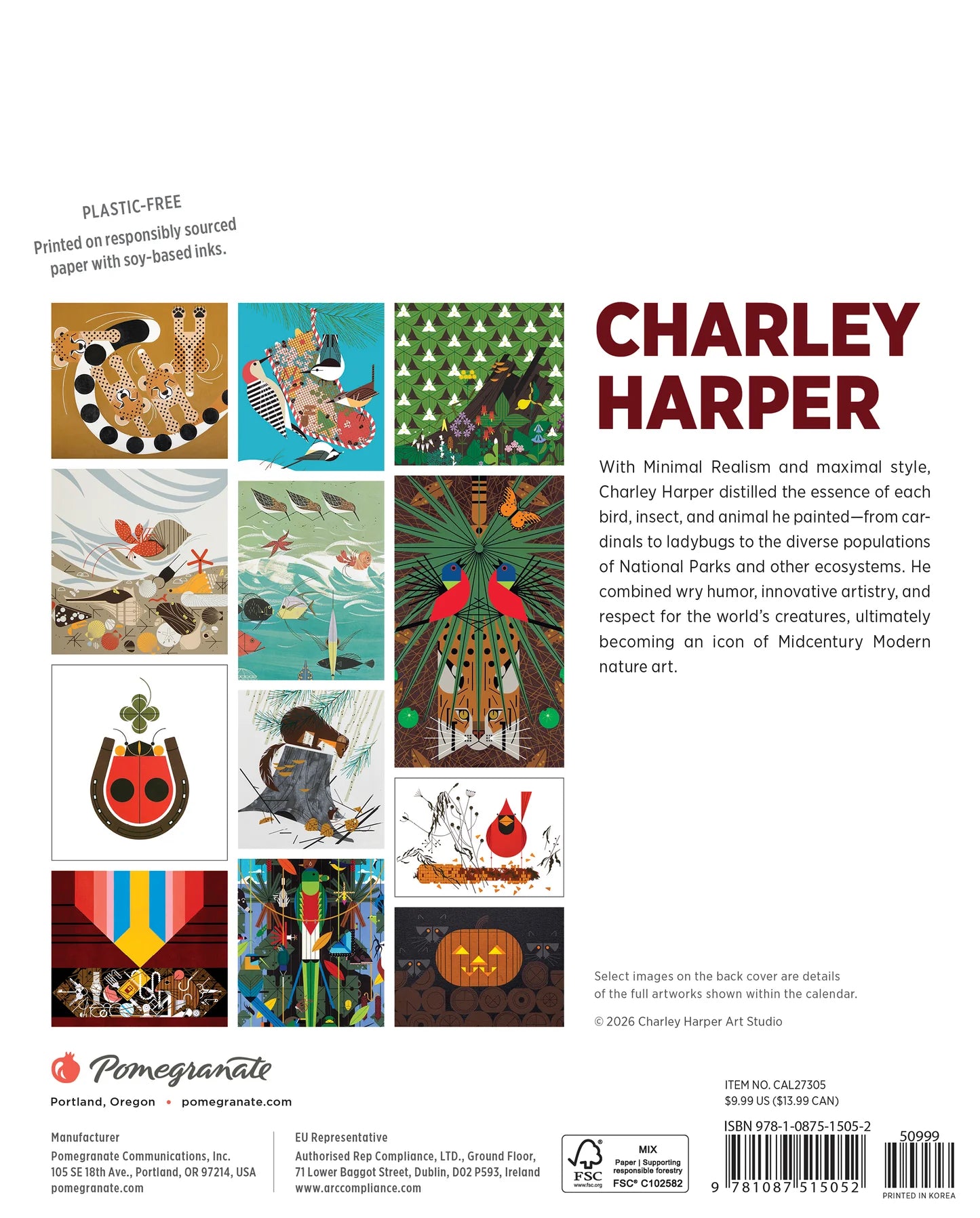 POM Charley Harper 2027 Mini Wall Calendar