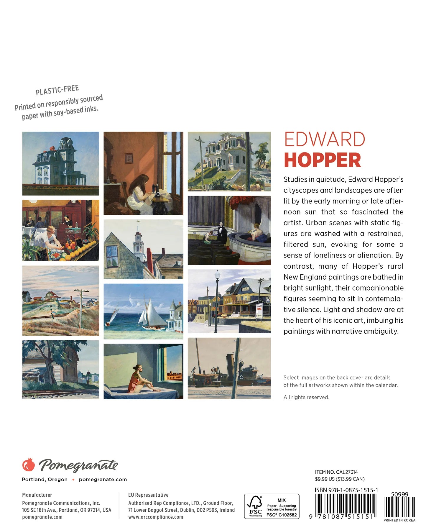 Edward Hopper 2027 Mini Wall Calendar