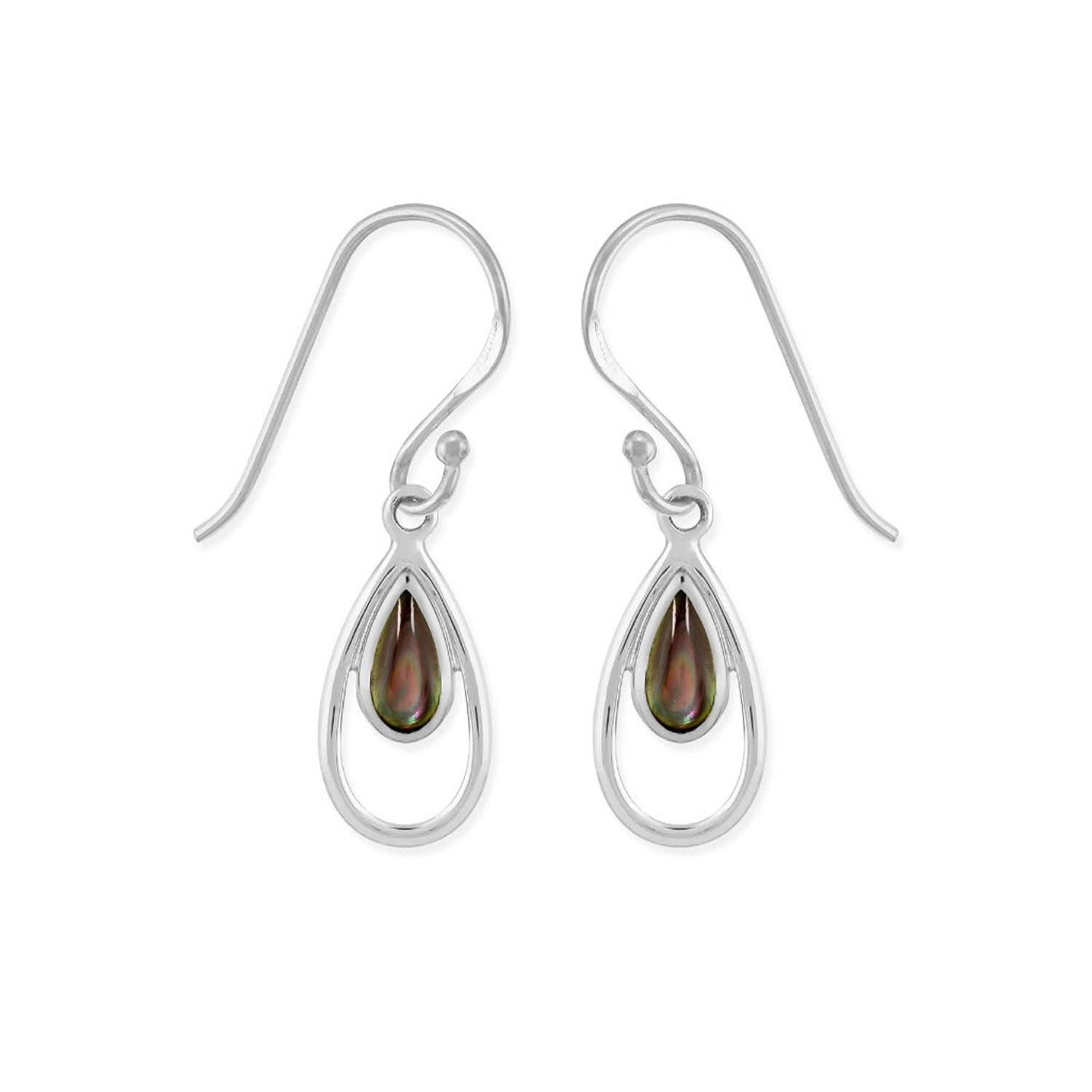 Boma Teardrop Dangle Earrings - Black Mother of Pearl