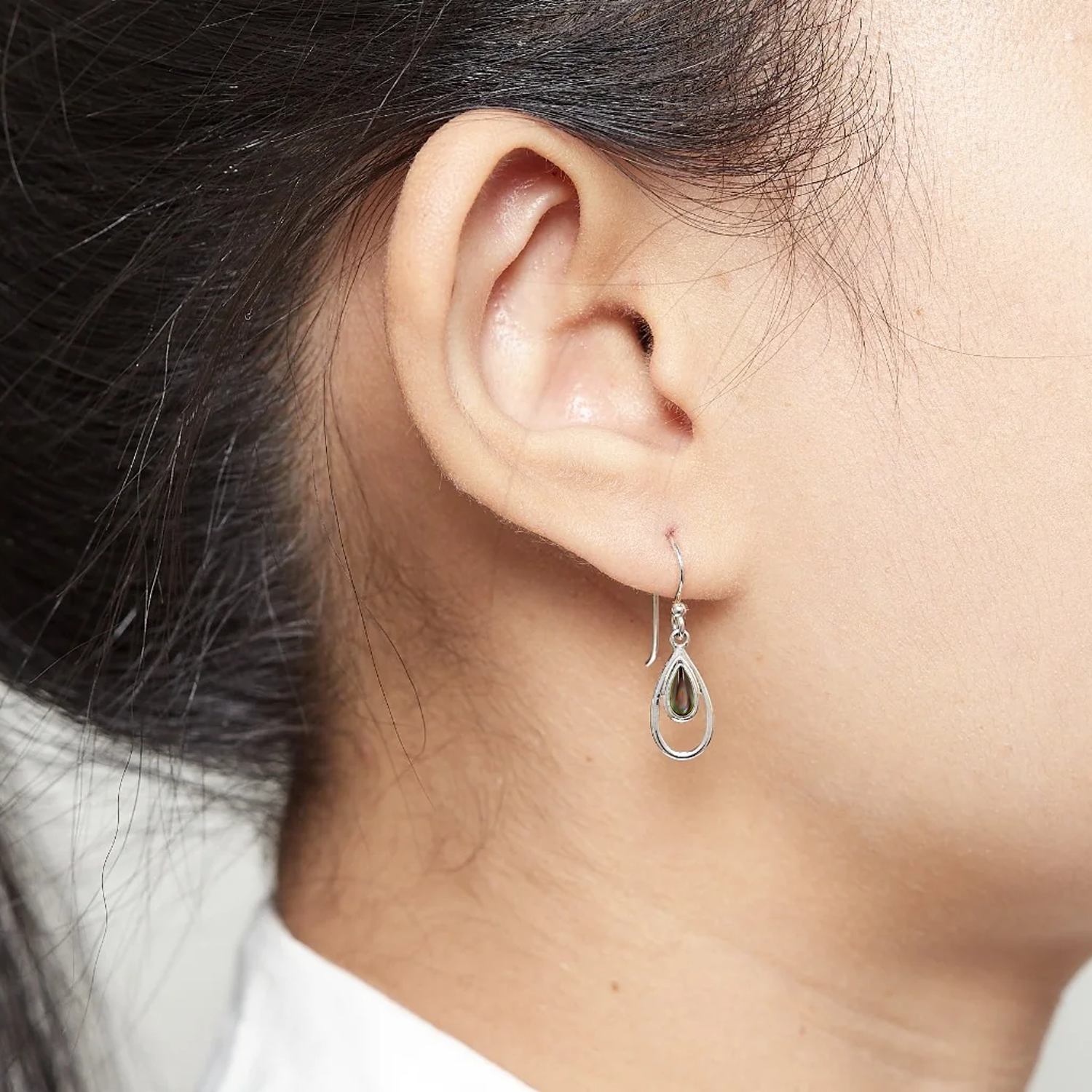 Boma Teardrop Dangle Earrings - Black Mother of Pearl
