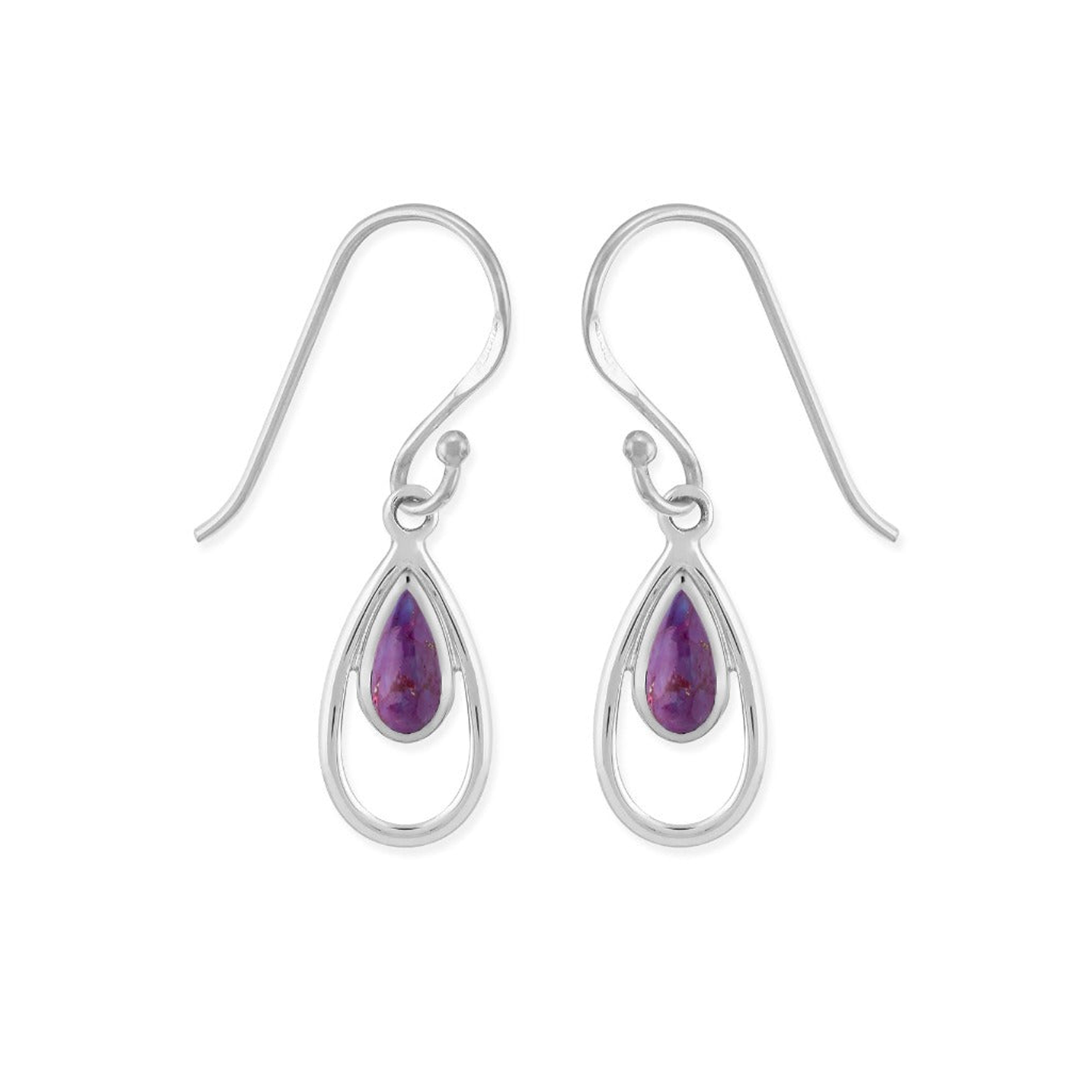 Boma Teardrop Dangle Earrings - Purple Turquoise