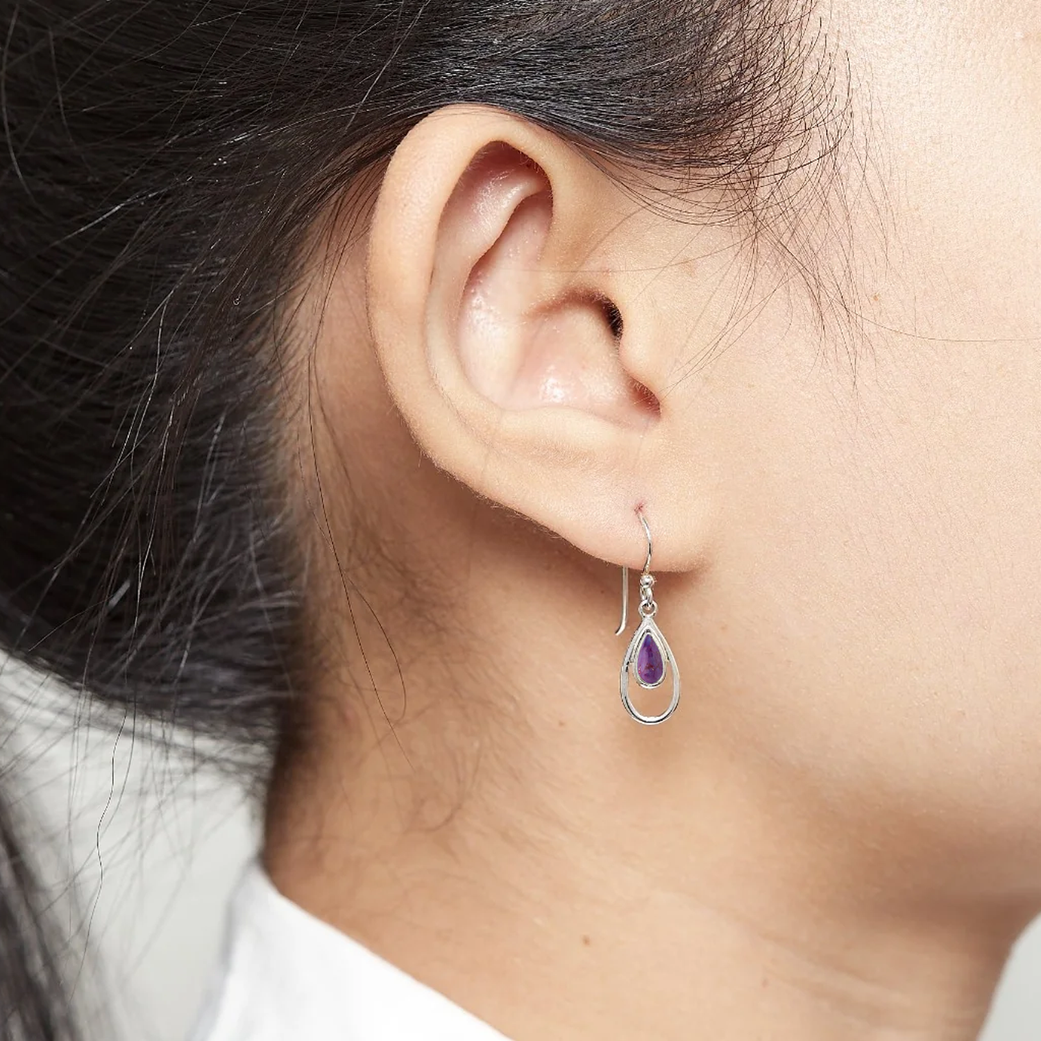 Boma Teardrop Dangle Earrings - Purple Turquoise