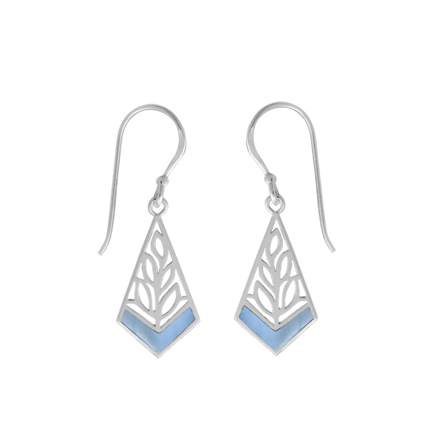 BOMA Leaf Stone Dangle Earrings - Blue Mother of Pearl