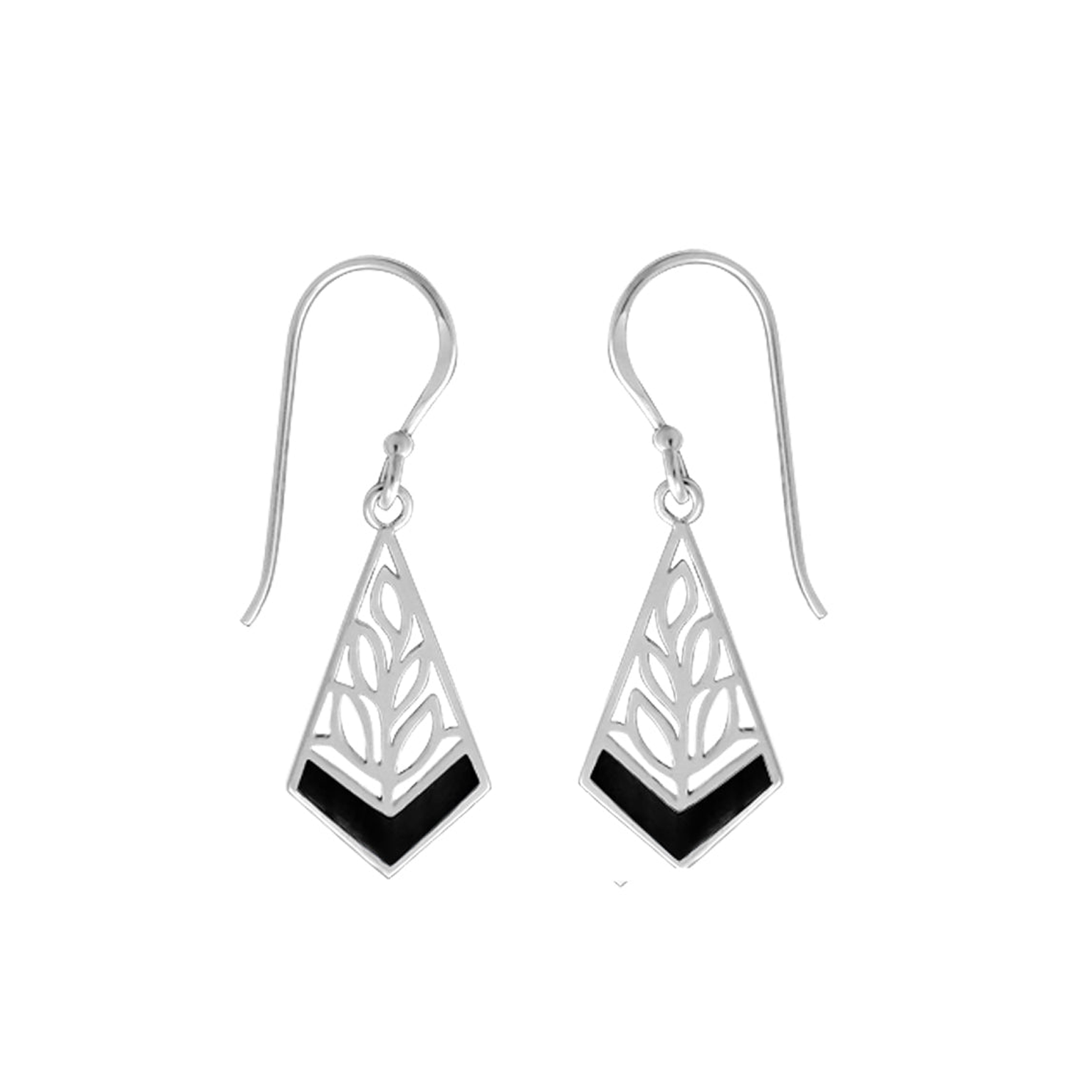 BOMA Leaf Stone Dangle Earrings - Onyx