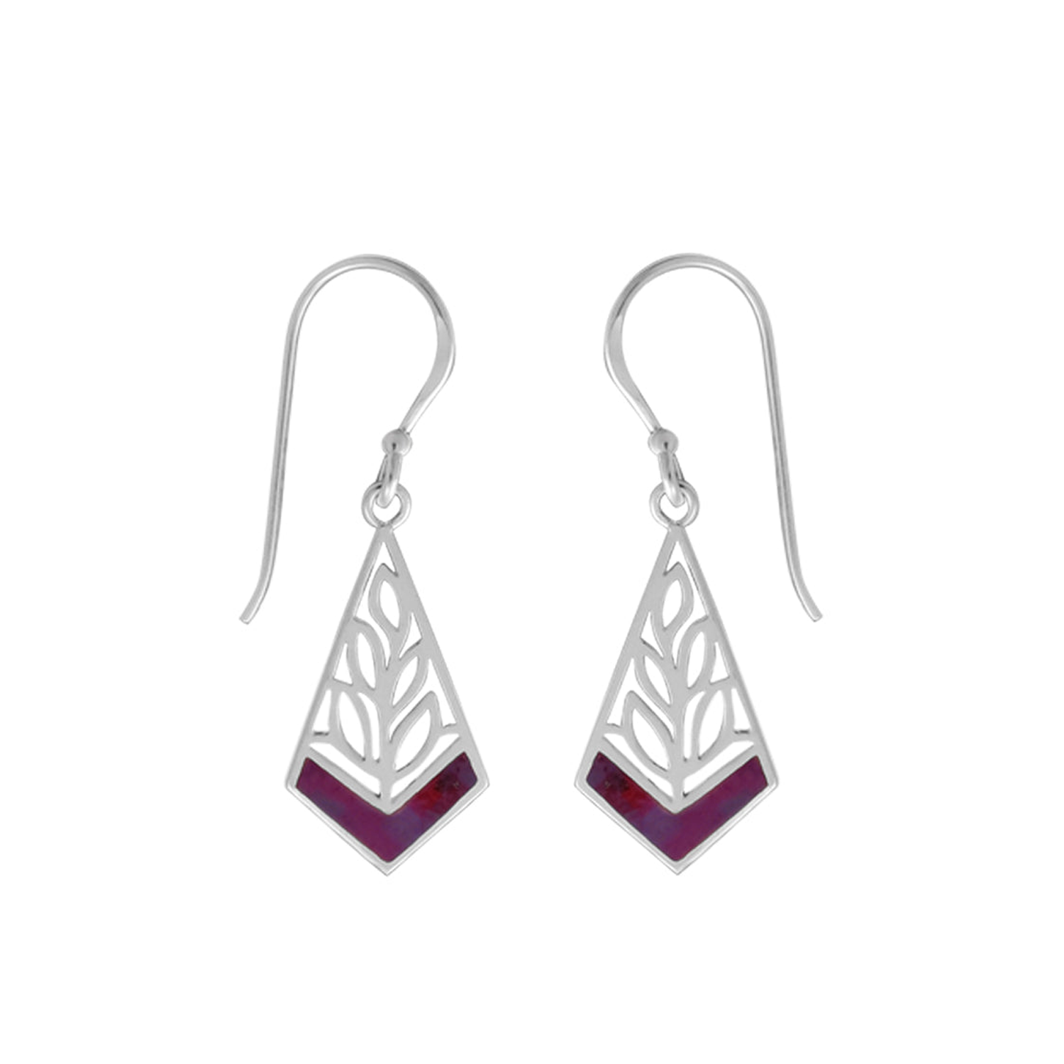 BOMA Leaf Stone Dangle Earrings - Purple Turquoise