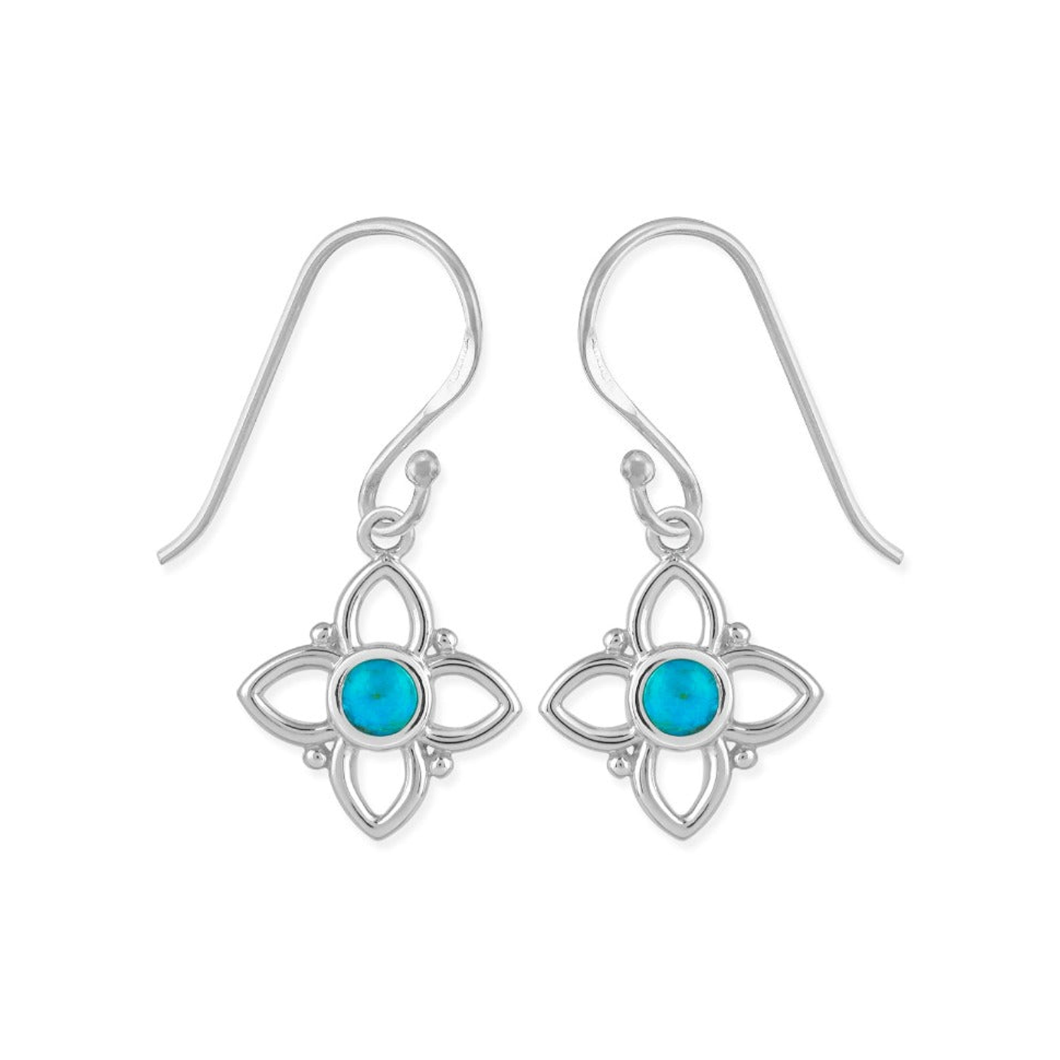 Boma Flower Dangle Earrings - Turquoise