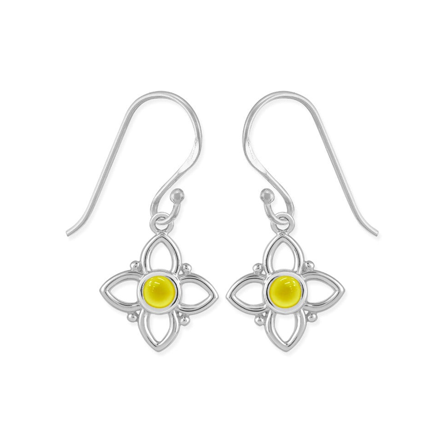 Boma Flower Dangle Earrings - Yellow Mother of Pearl