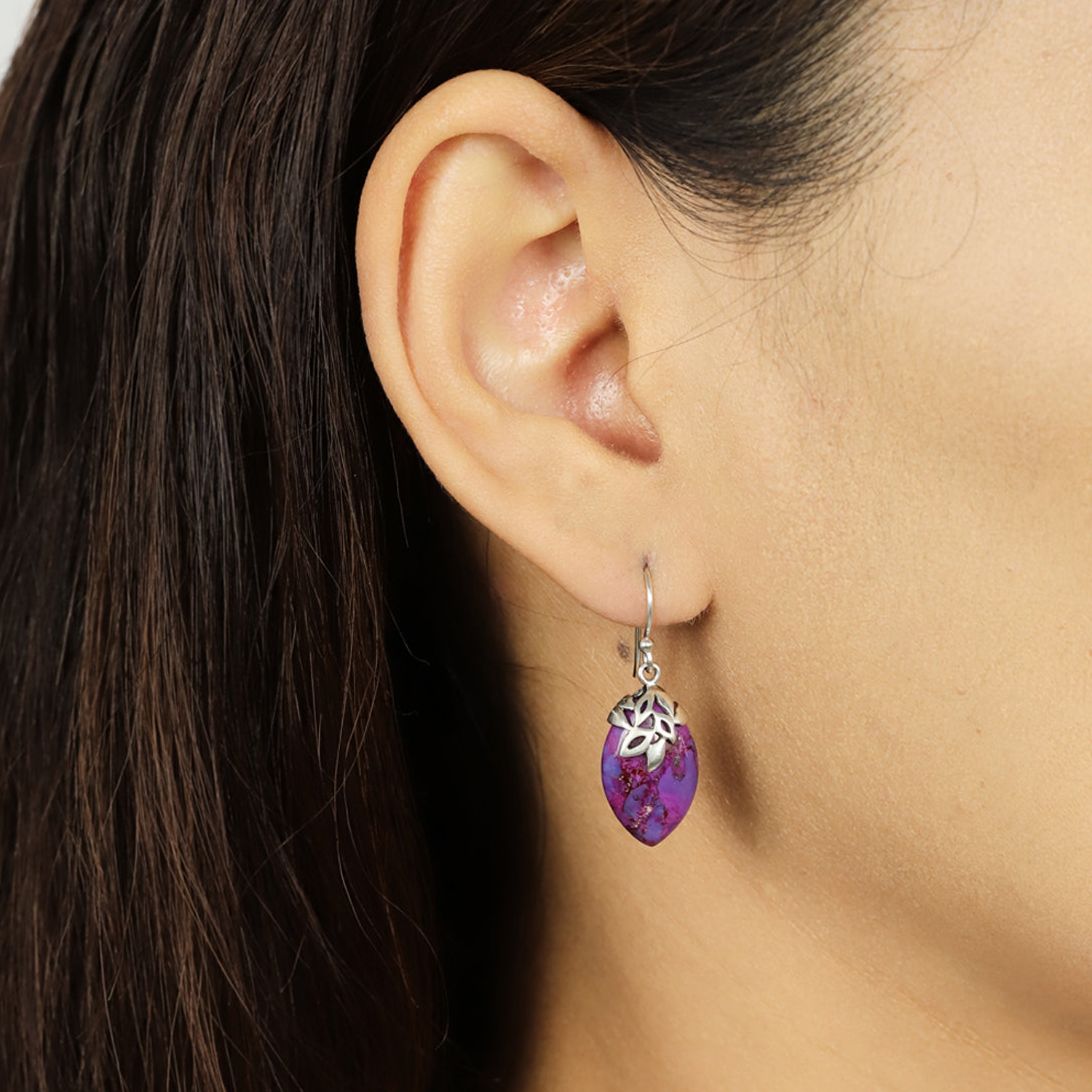 BOMA Stone Teardrop Earrings - Purple Turquoise