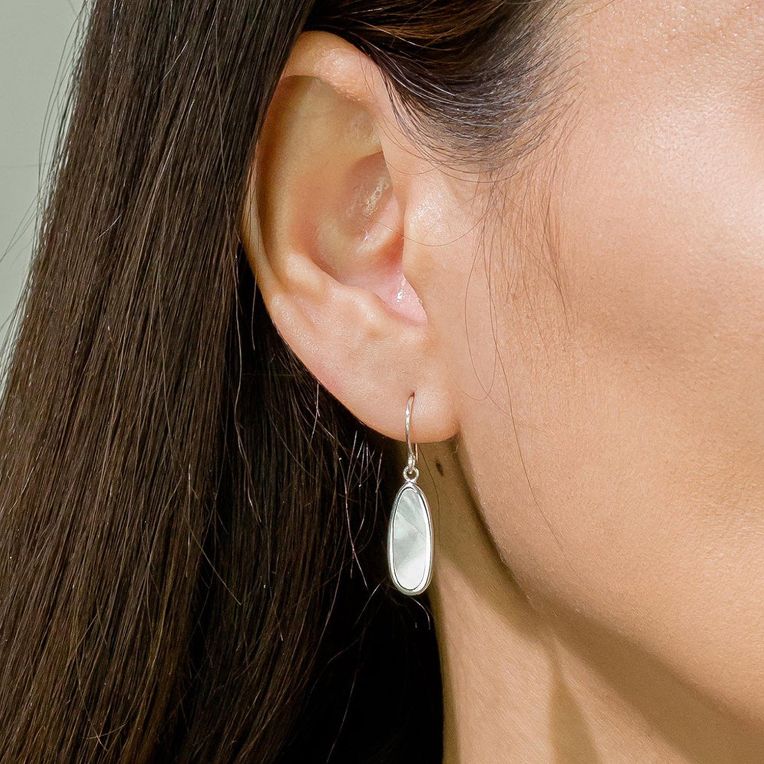 BOMA Alina Teardrop Bezel Earrings with Mother of Pearl
