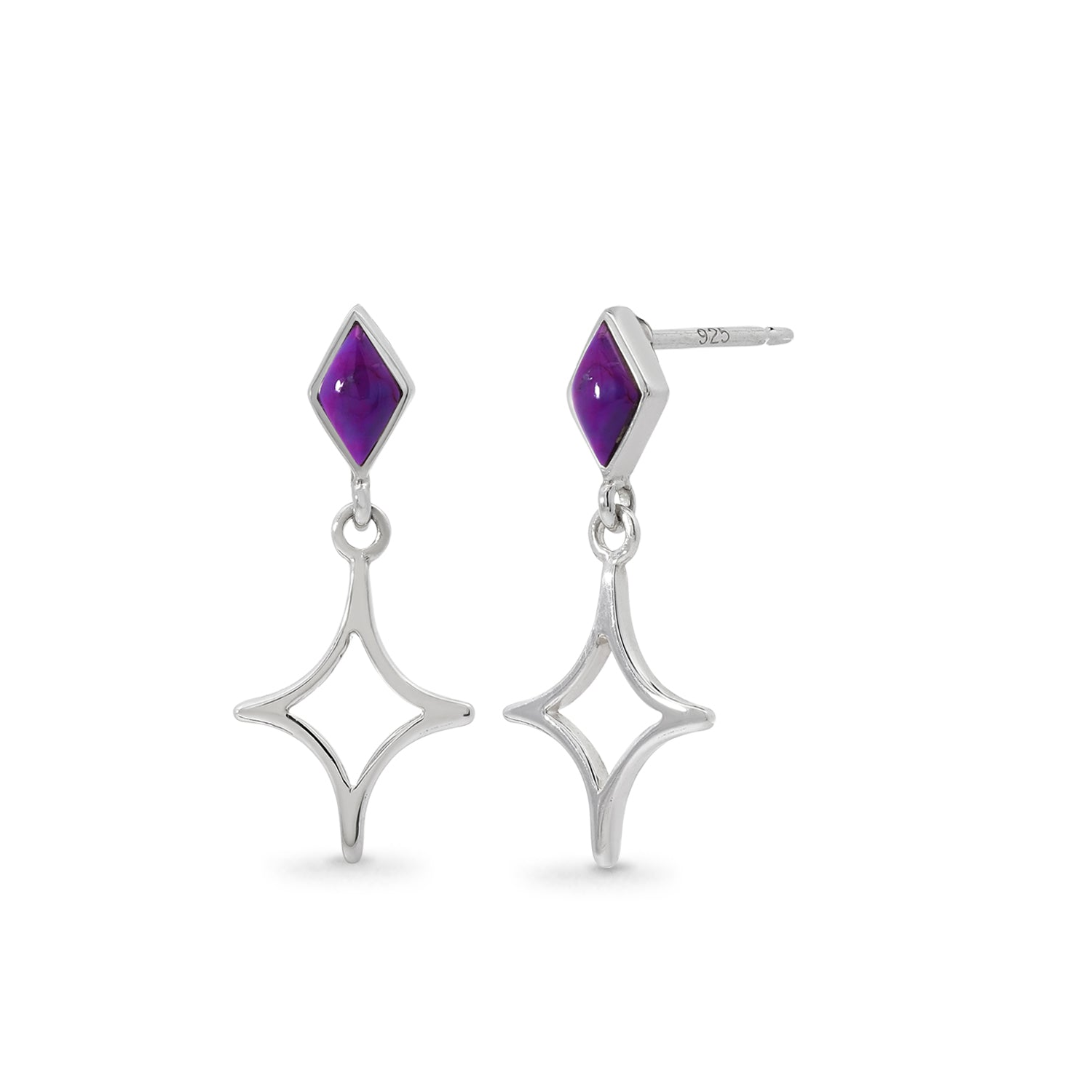BOMA North Star Earrings with Purple Turquoise