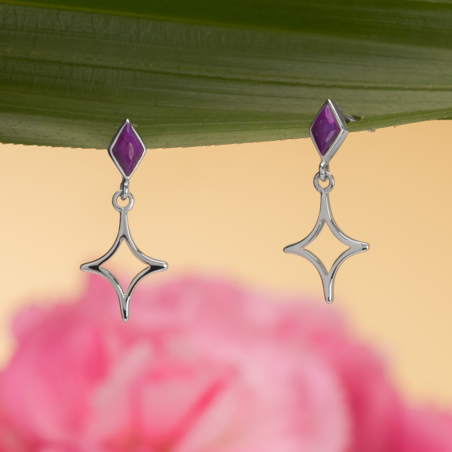 BOMA North Star Earrings with Purple Turquoise