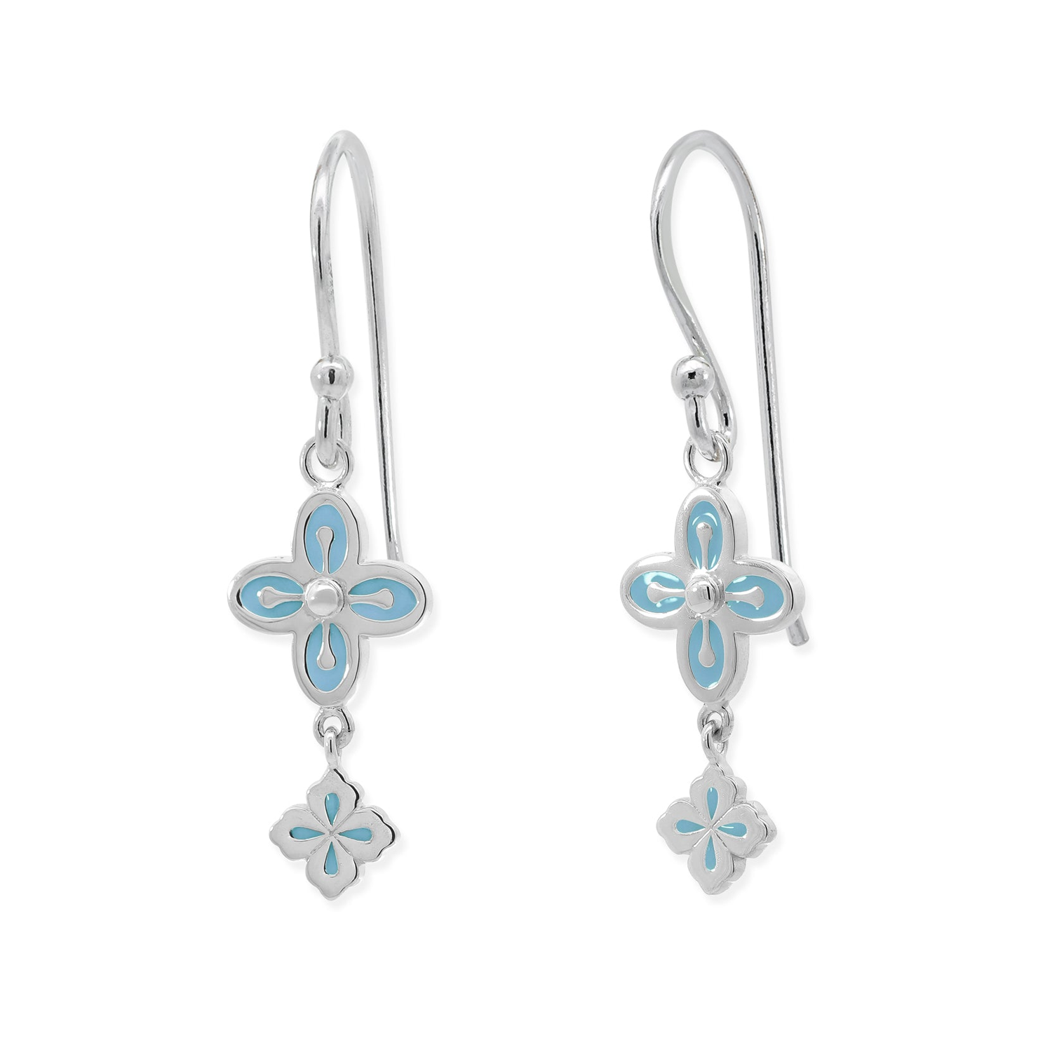 BOMA Double Clover Dangle Earrings - Light Blue