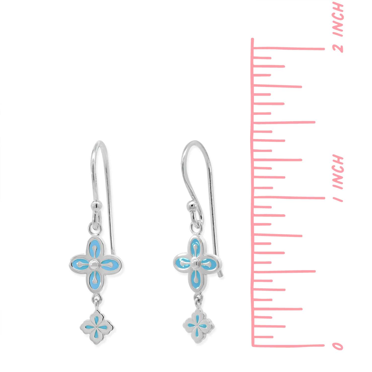 BOMA Double Clover Dangle Earrings - Light Blue