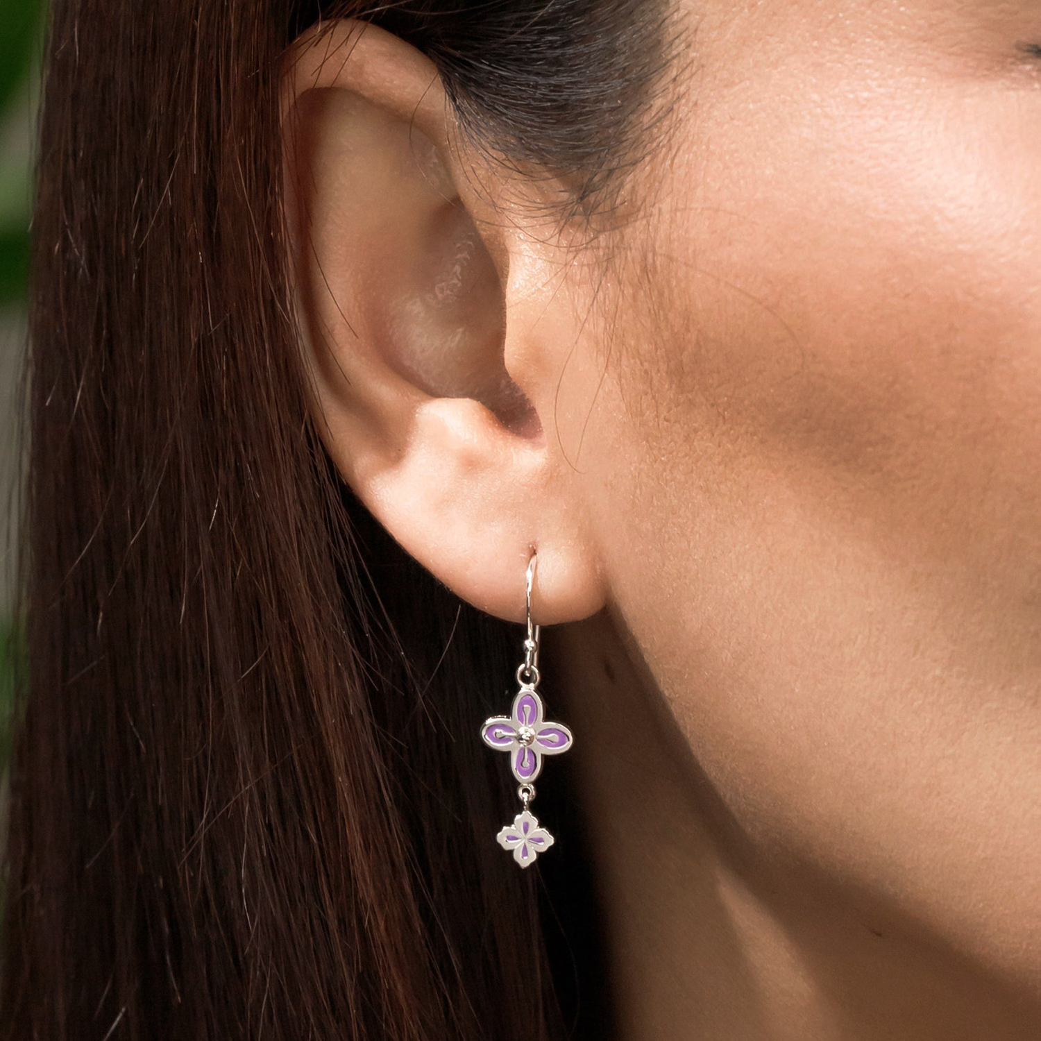 BOMA Double Clover Dangle Earrings - Lavender