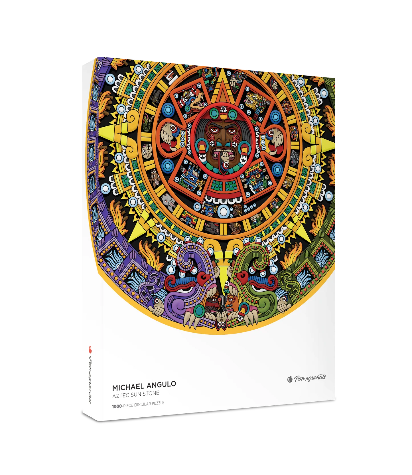 POM Michael Angulo: Aztec Sun Stone 1000 Piece Circular Jigsaw Puzzle