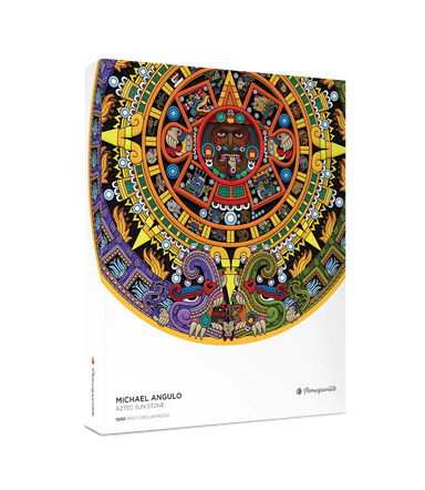 POM Michael Angulo: Aztec Sun Stone 1000 Piece Circular Jigsaw Puzzle