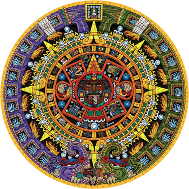POM Michael Angulo: Aztec Sun Stone 1000 Piece Circular Jigsaw Puzzle