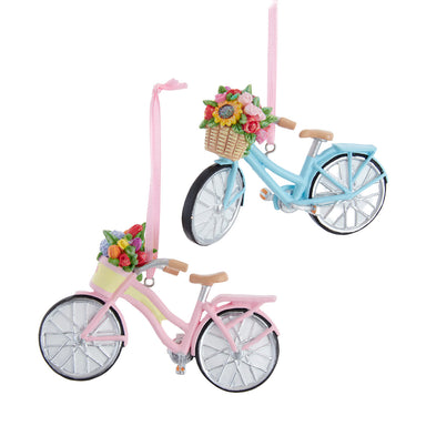 Pink or Blue Flower Bike Ornament (Single) - Random Style