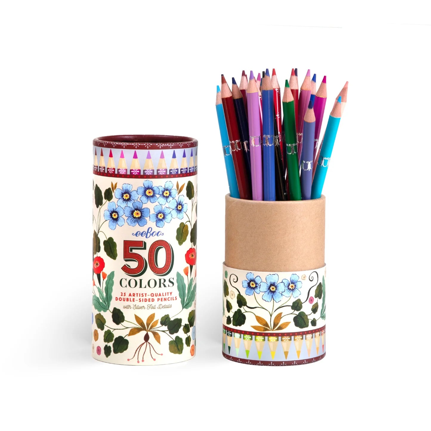 eeBoo Flora's 50 Colors - 25 Double Sided Color Pencils