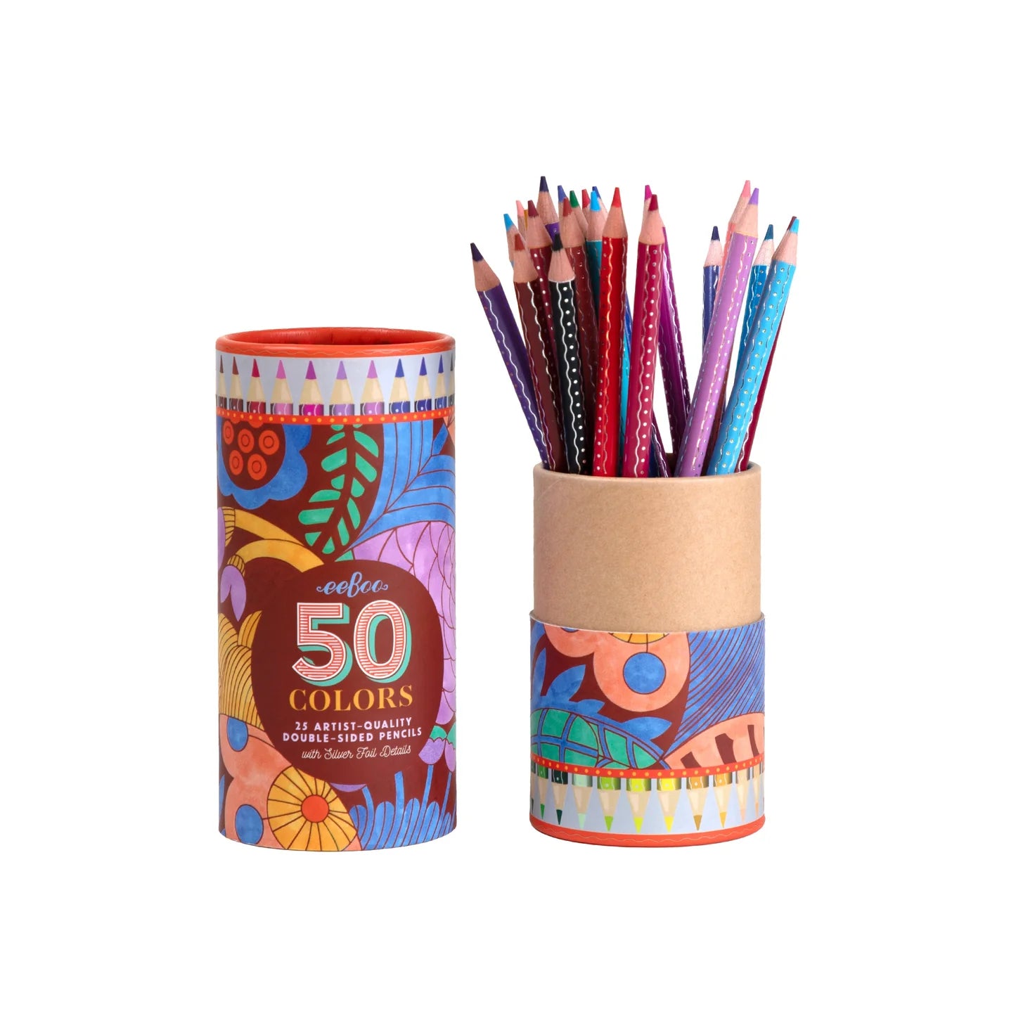 eeBoo Cecilia's 50 Colors - 25 Double Sided Color Pencils
