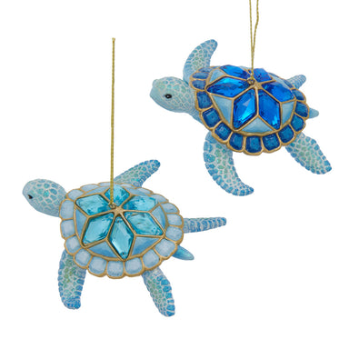 Blue Sea Turtle with Gems Ornament (Single) - Random Color