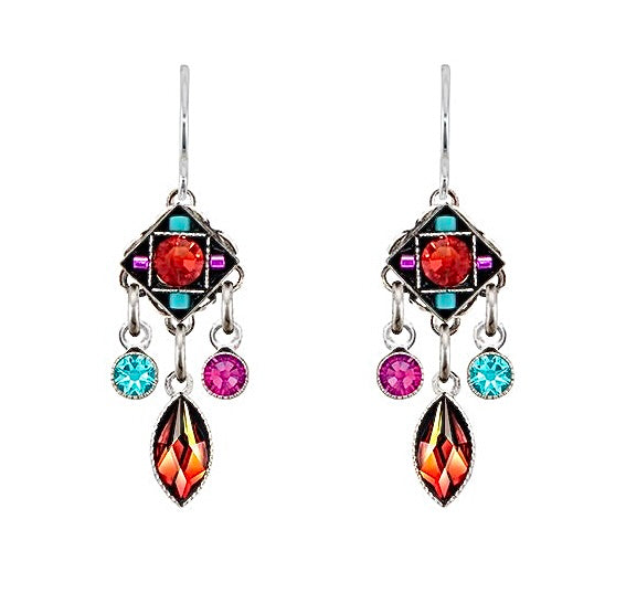 Firefly Milano Diamond Dangle Earrings - Multi Color    