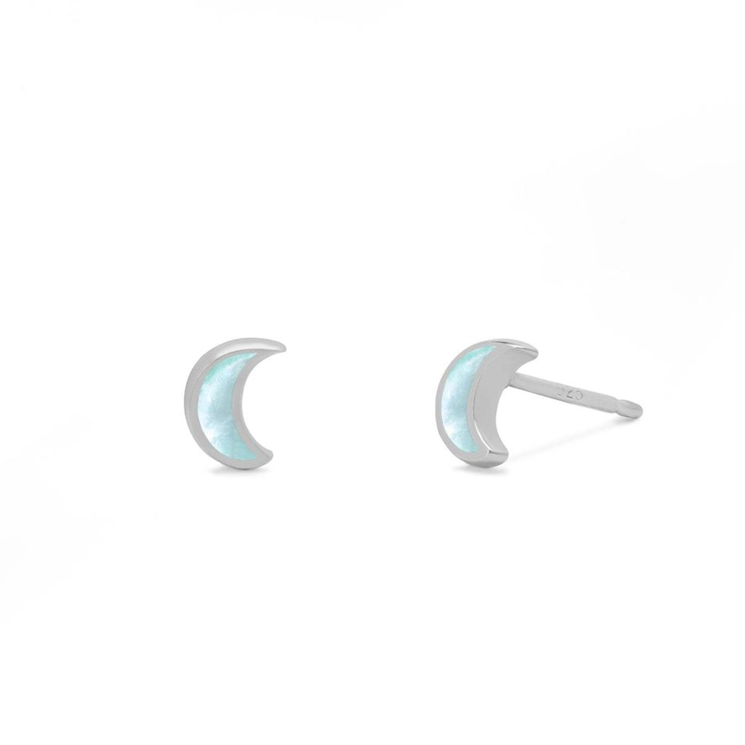 Boma Belle Crescent Studs - Blue Mother of Pearl