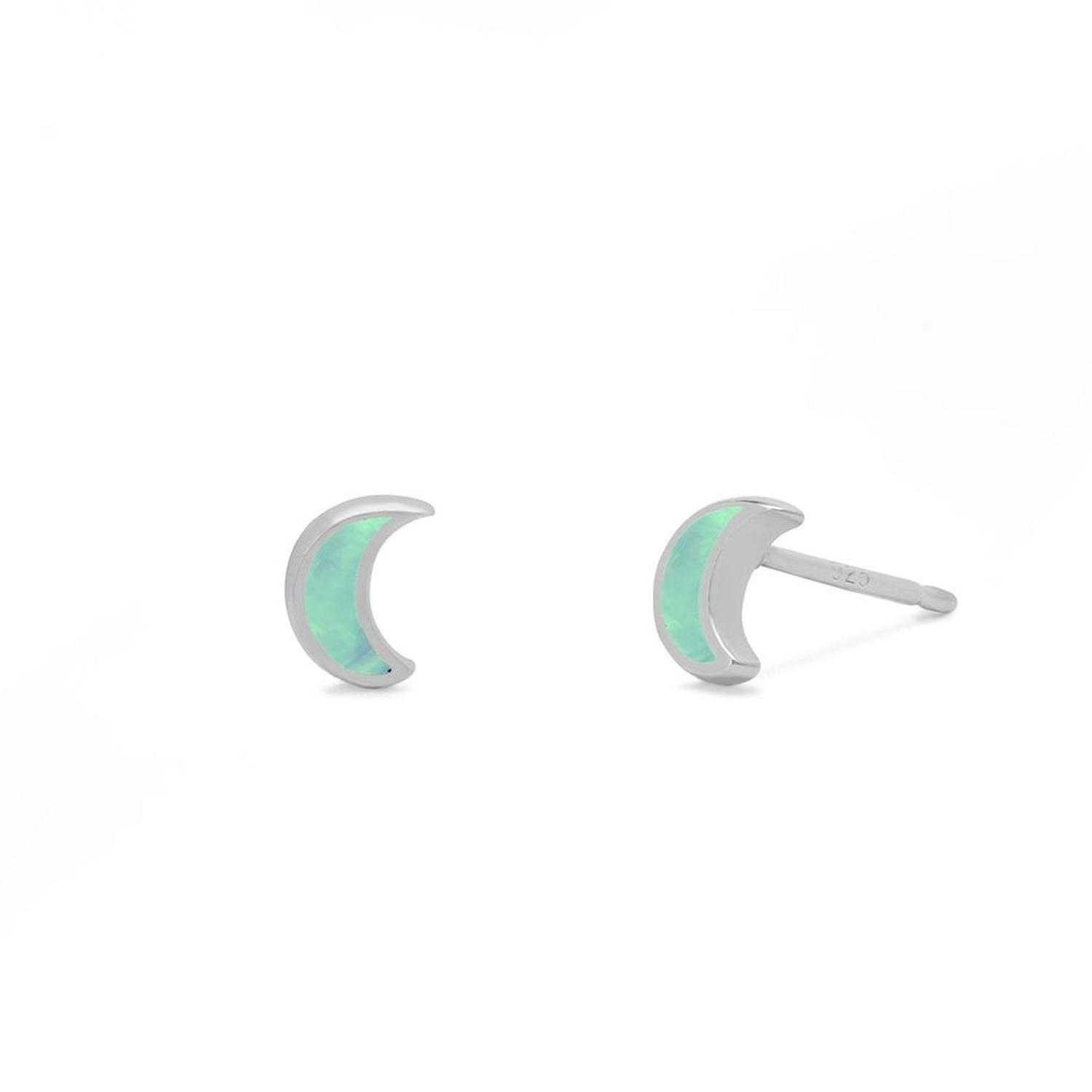 Boma Belle Crescent Studs - Green Mother of Pearl