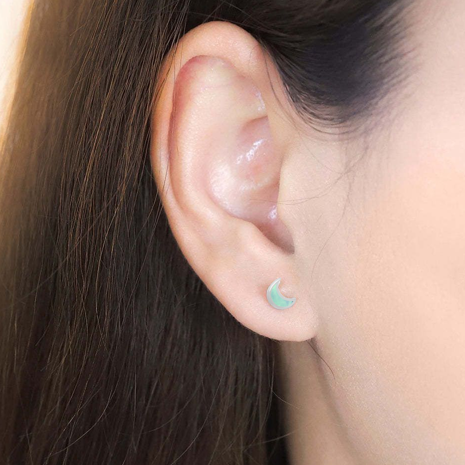 Boma Belle Crescent Studs - Green Mother of Pearl