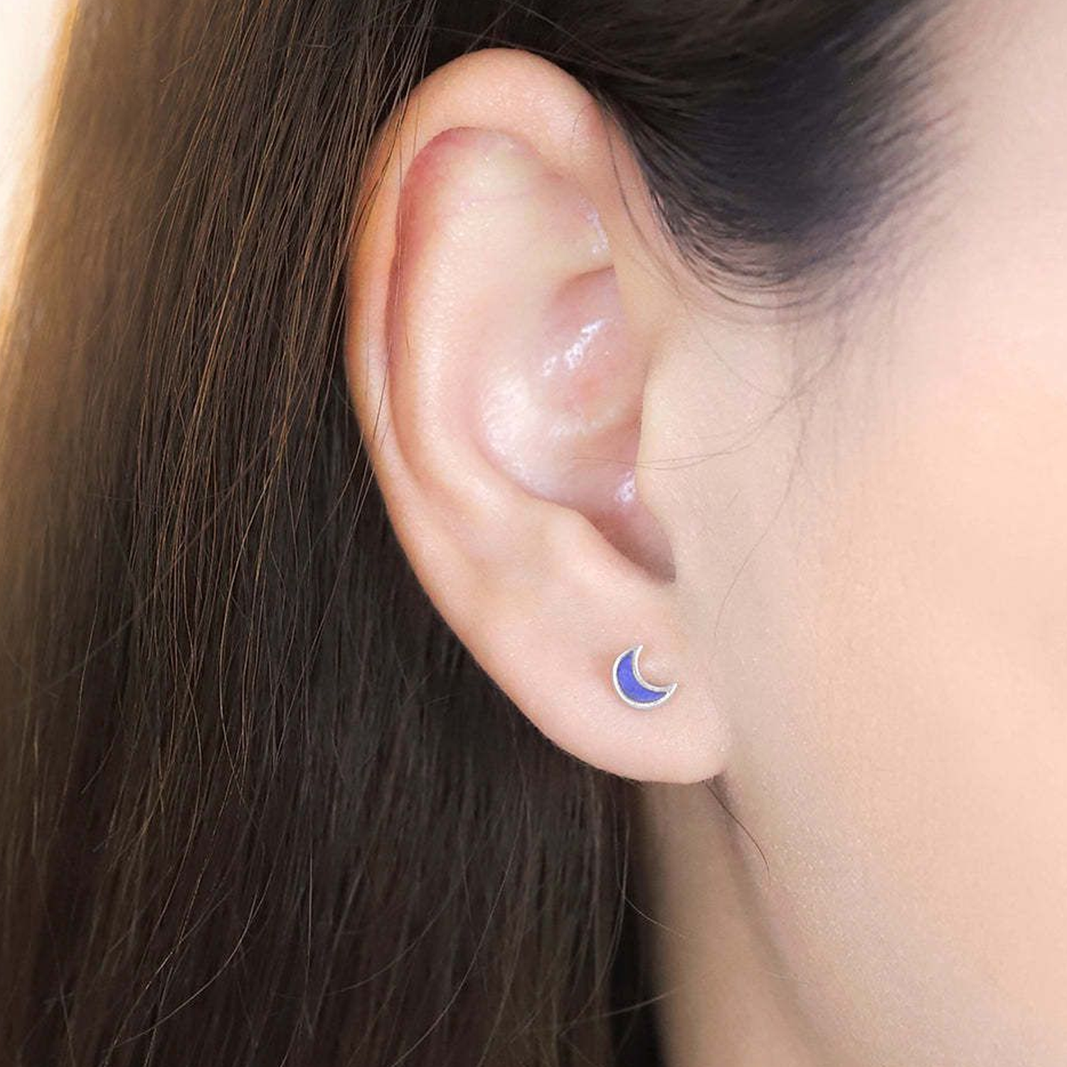 Boma Belle Crescent Studs - Lapis Lazuli