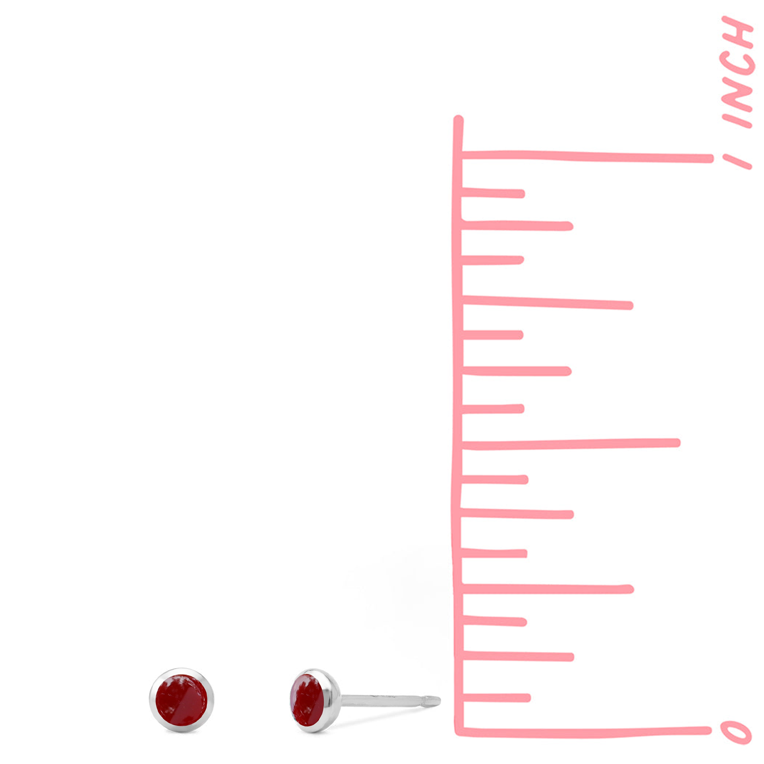 BOMA Belle Mini Stone Studs - Red Coral