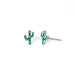 Boma Sterling Silver Post Earrings - Saguaro Cactus with Kelly Green    