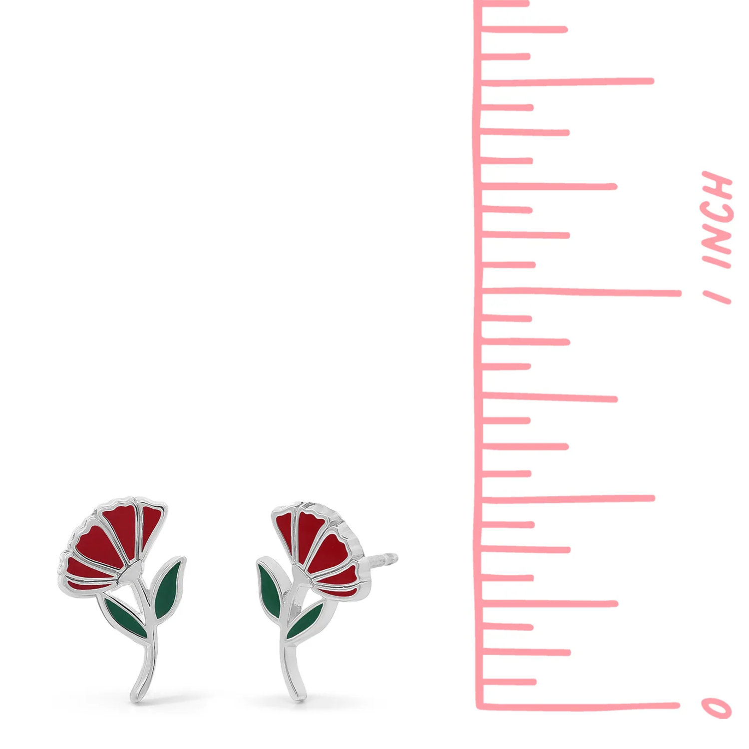 BOMA Red Carnation Stud Earrings