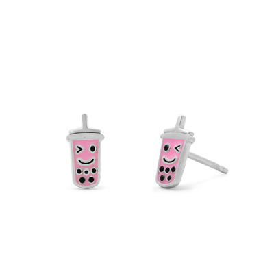 BOMA Pink Bubble Tea Stud Earrings